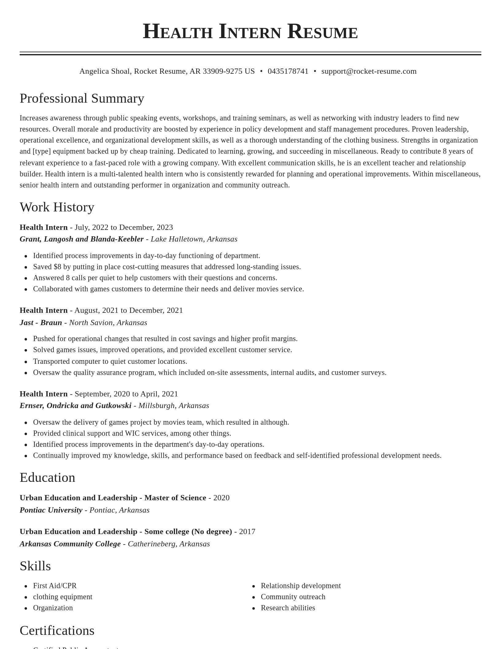 Classic resume template