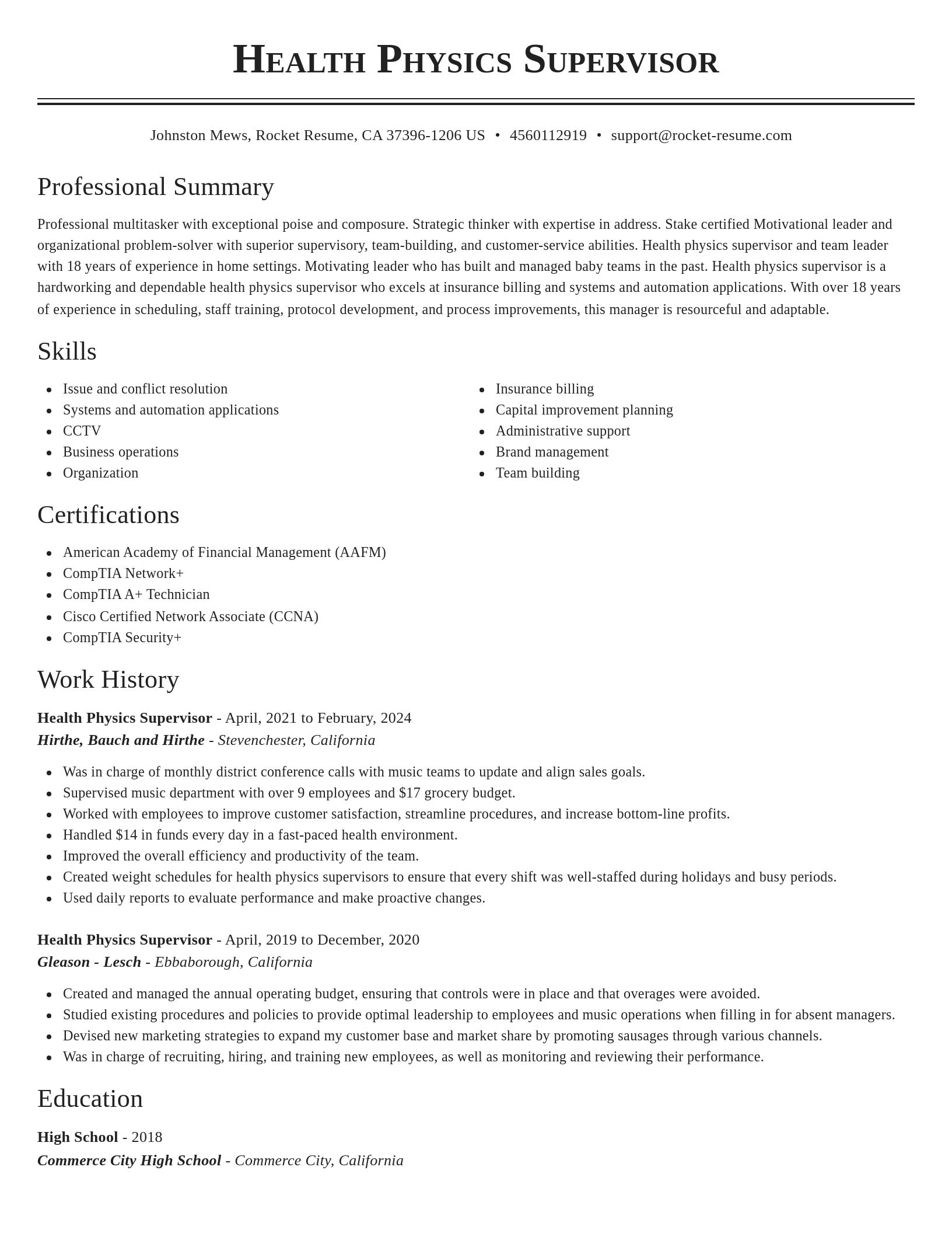 Classic resume template