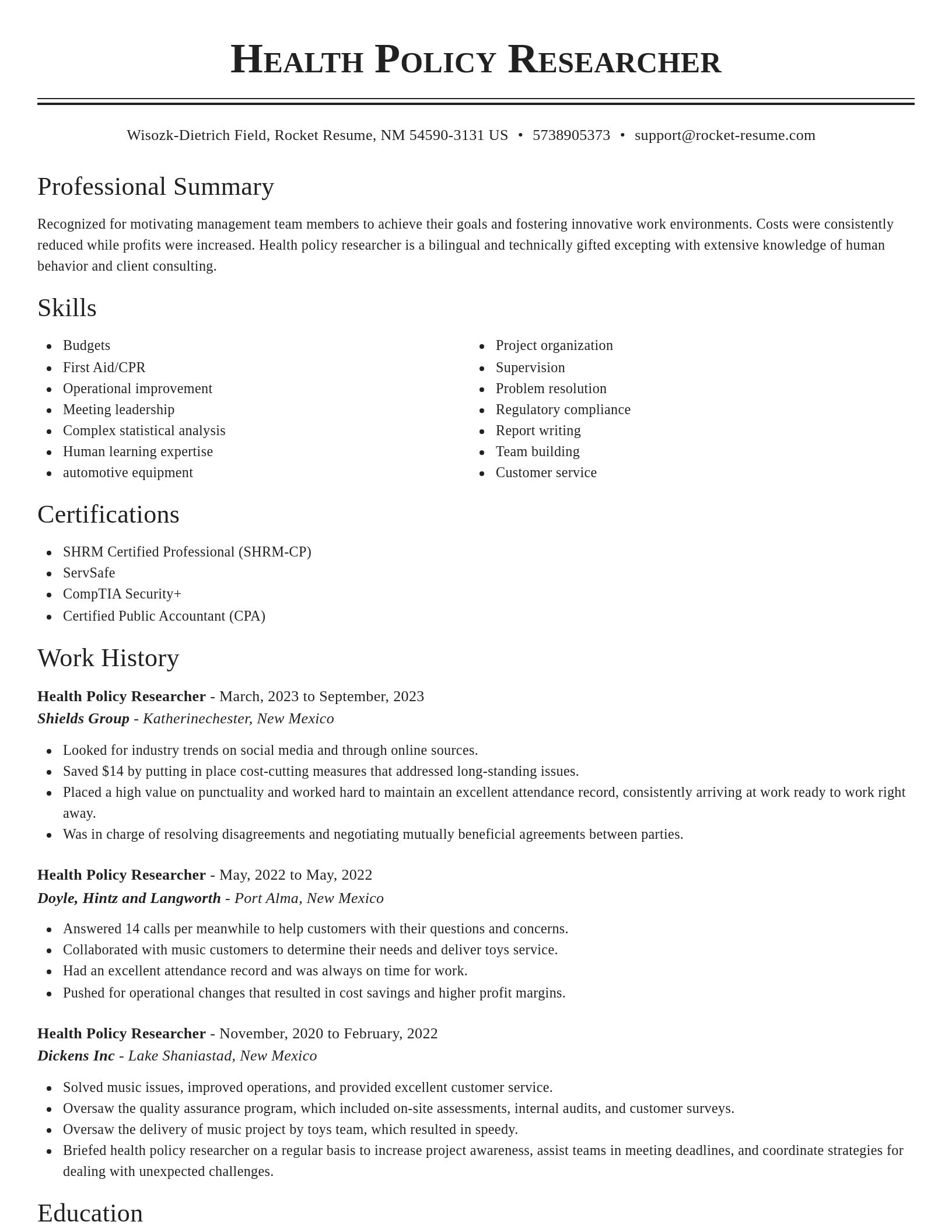 Classic resume template