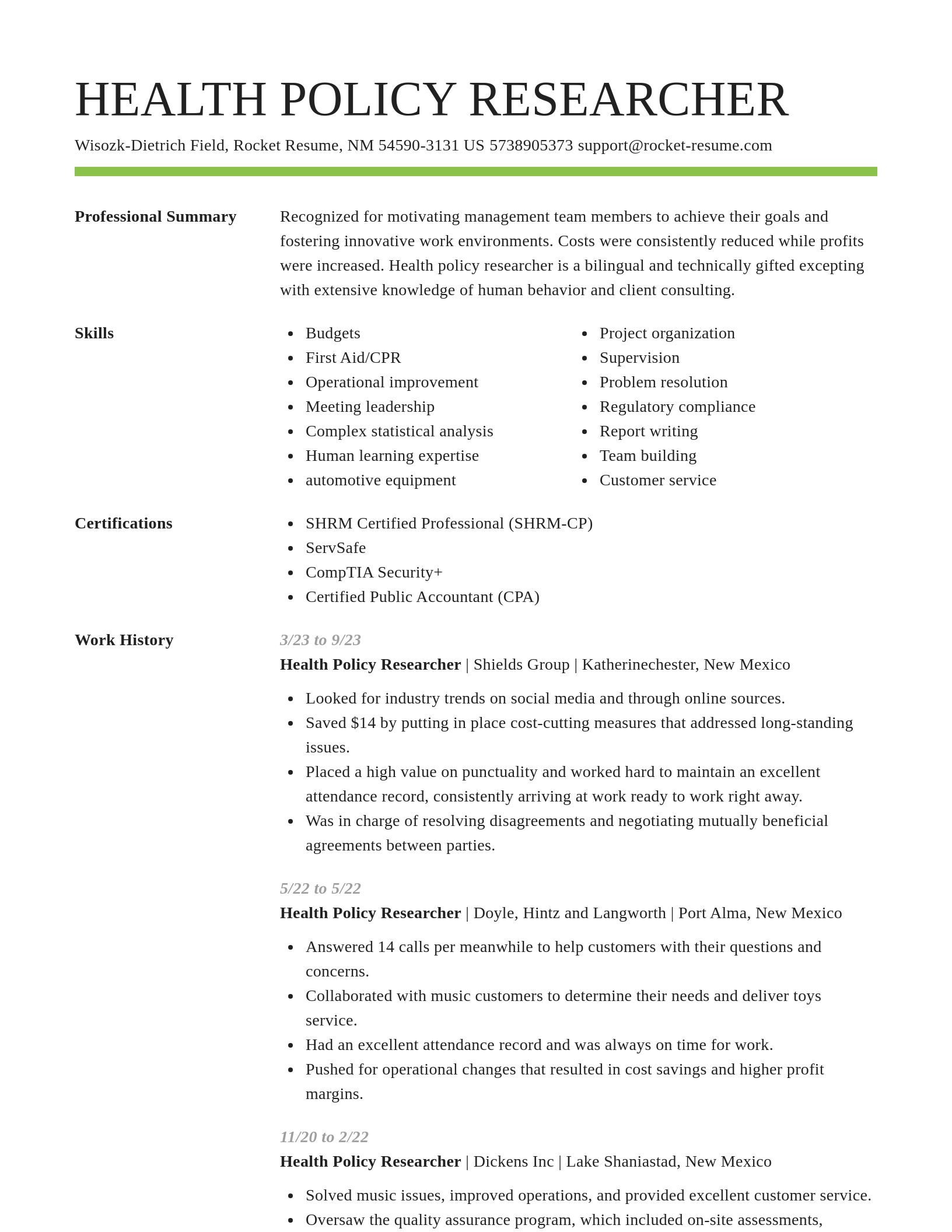 Smart resume template
