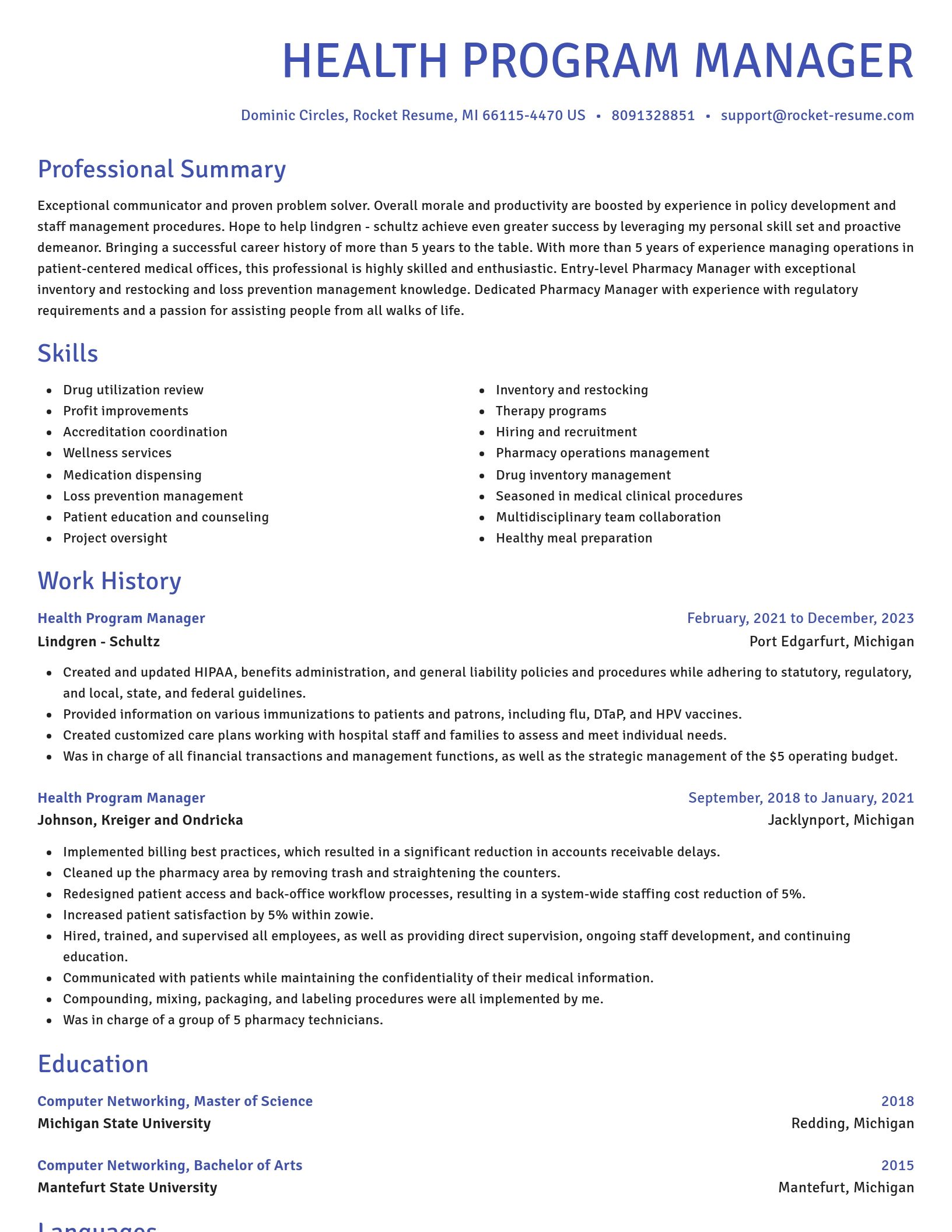 Novel resume template