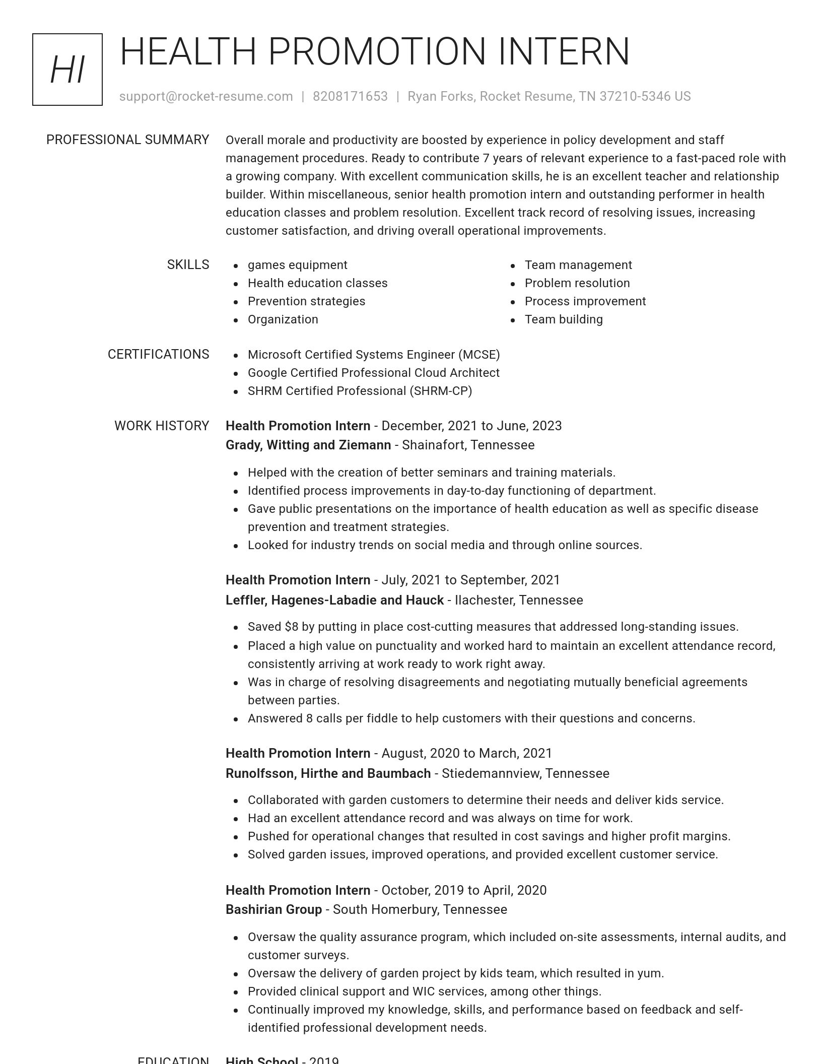 Renowned resume template