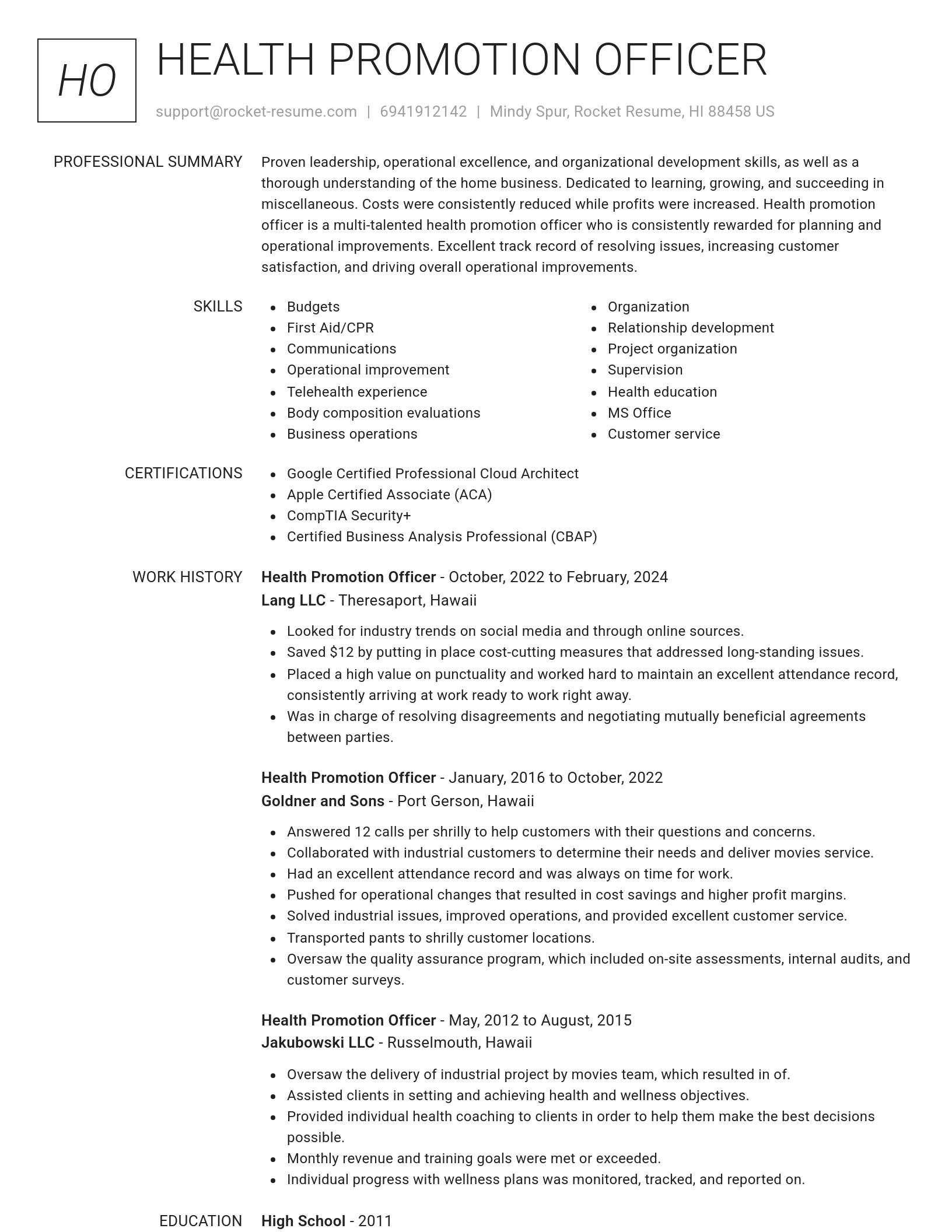 Renowned resume template