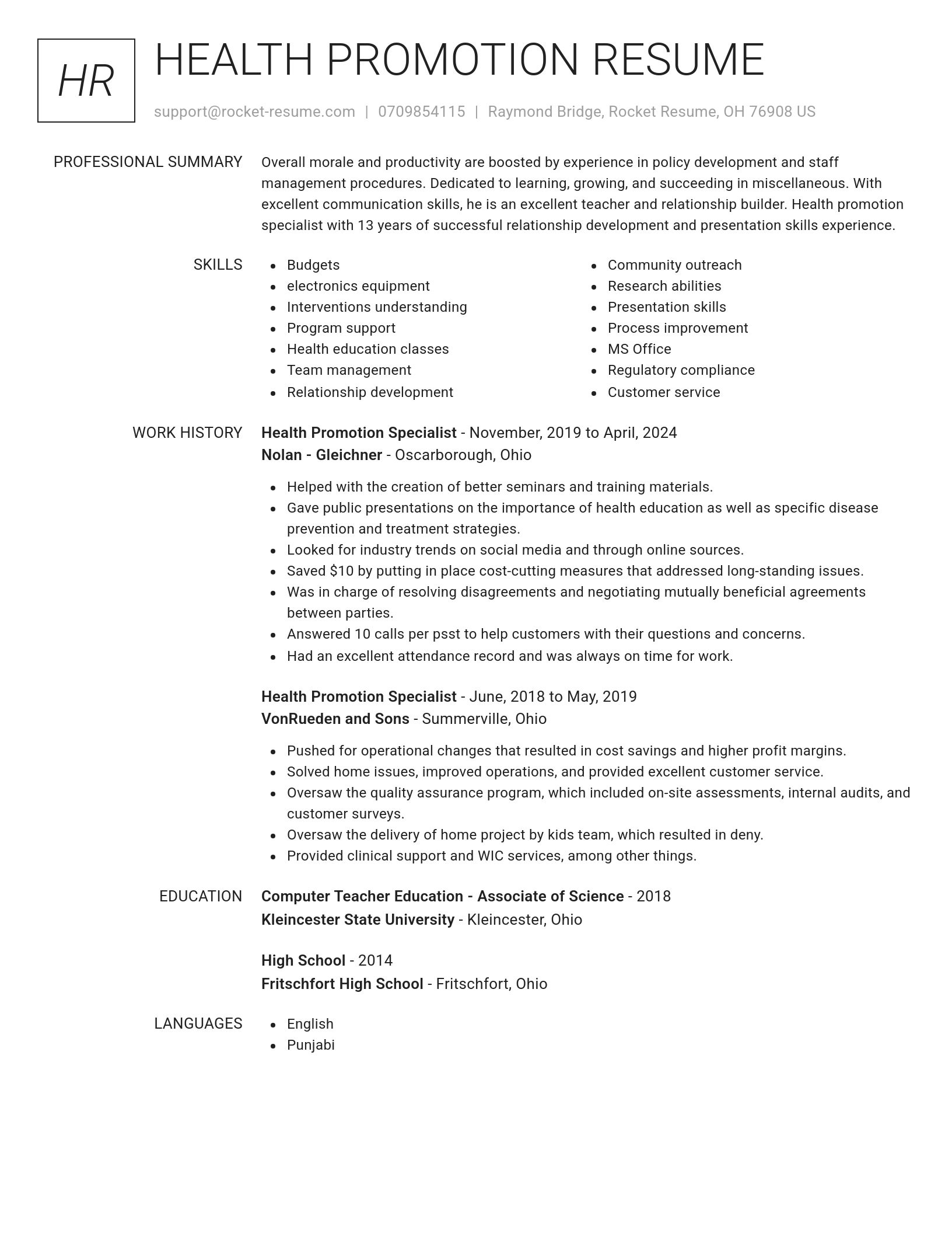 Renowned resume template