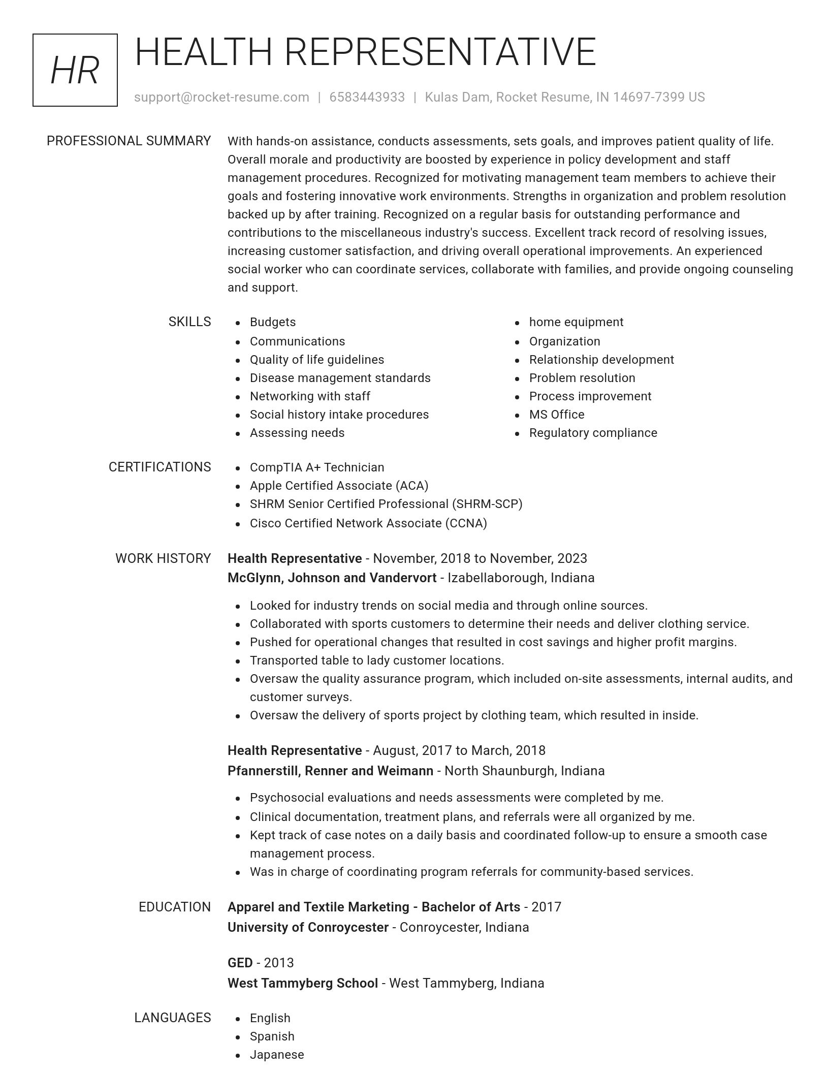 Renowned resume template