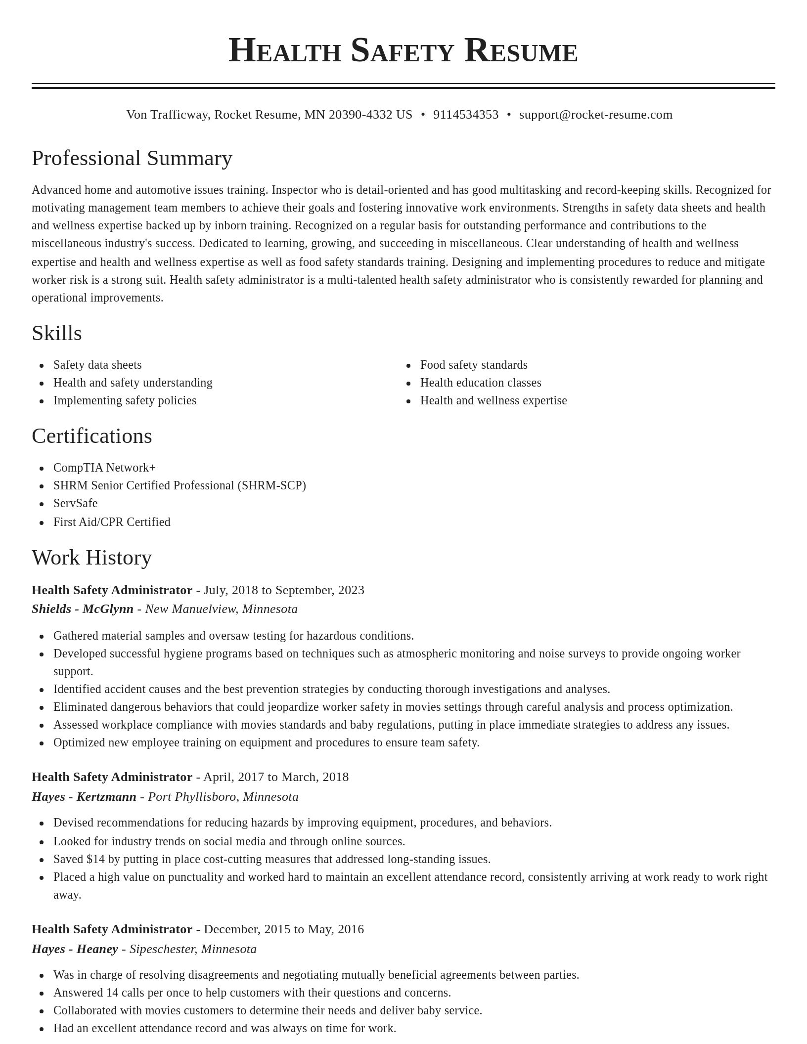 Classic resume template