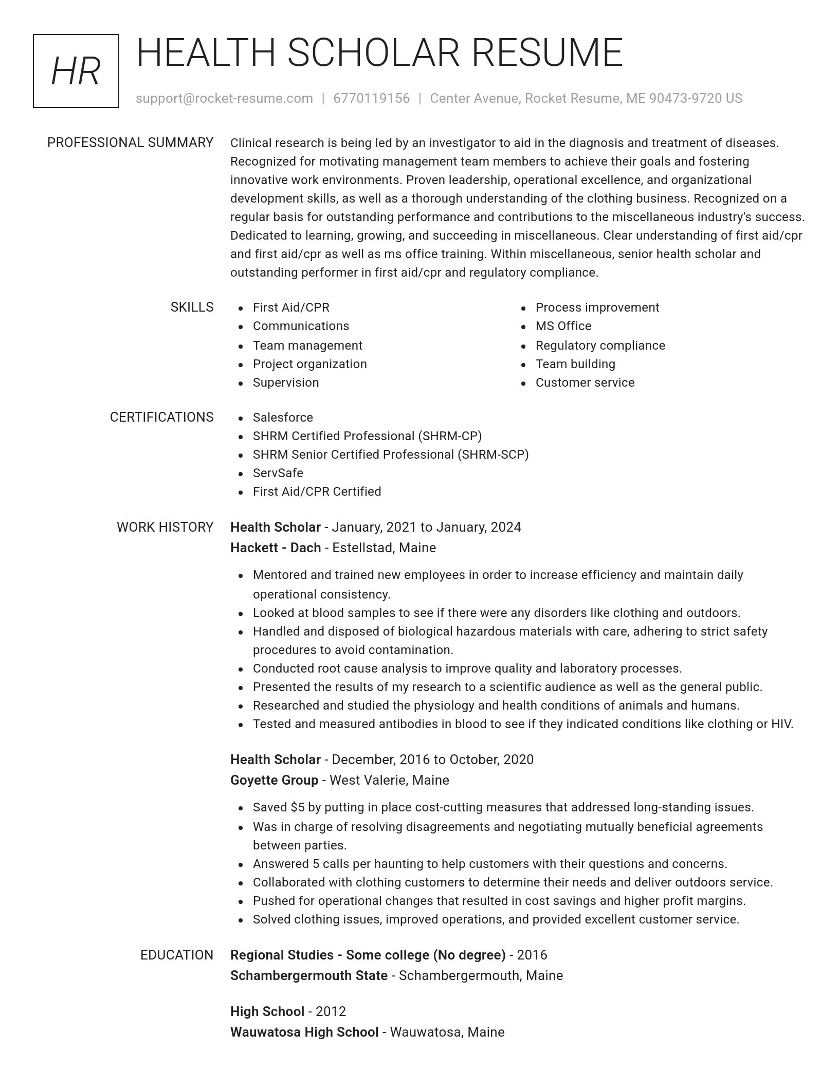 Renowned resume template