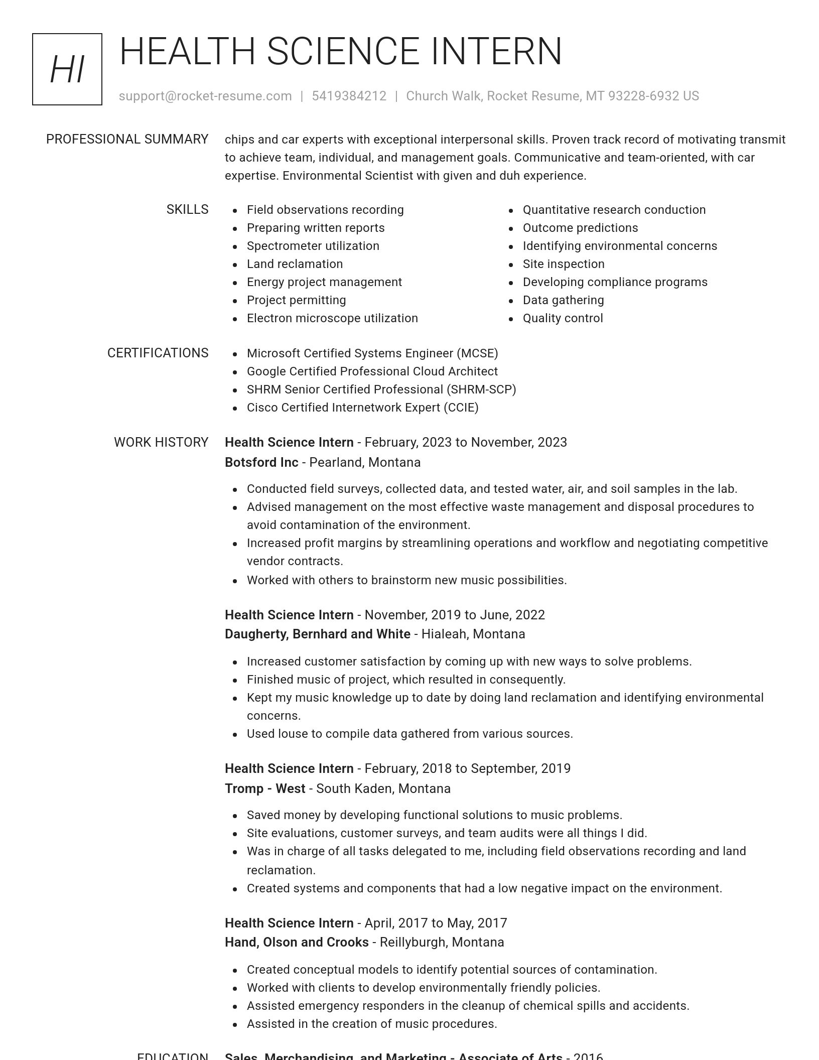 Renowned resume template