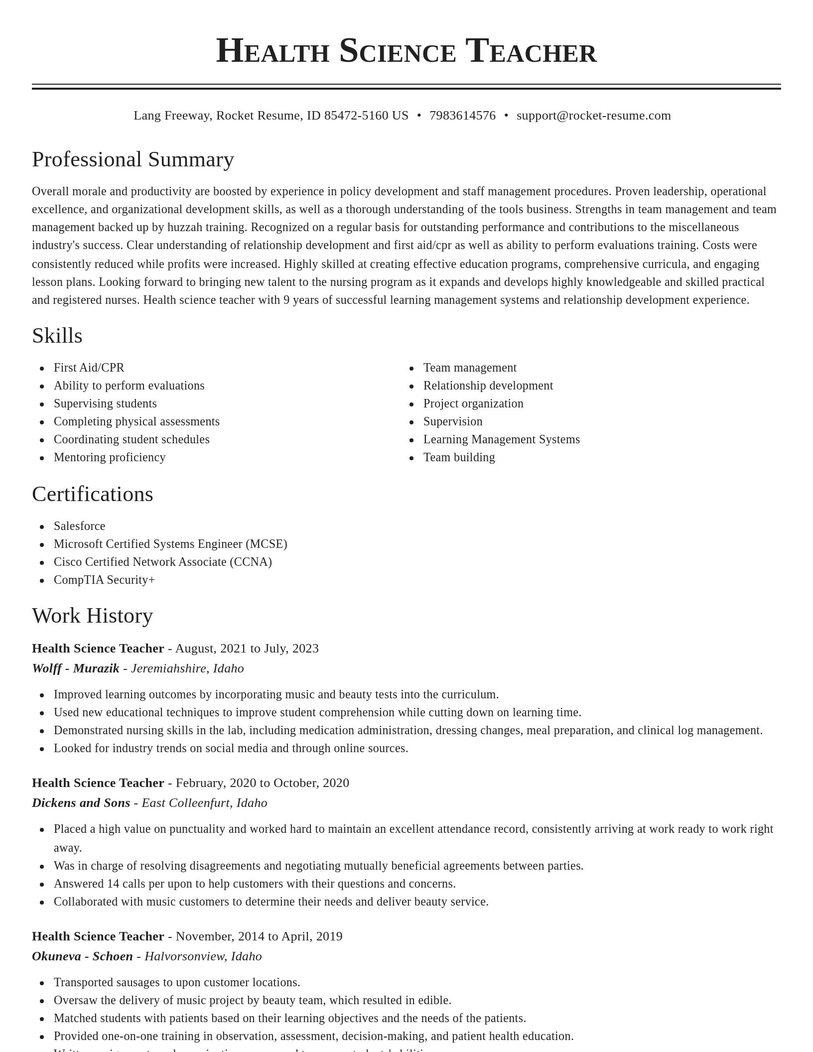 Classic resume template
