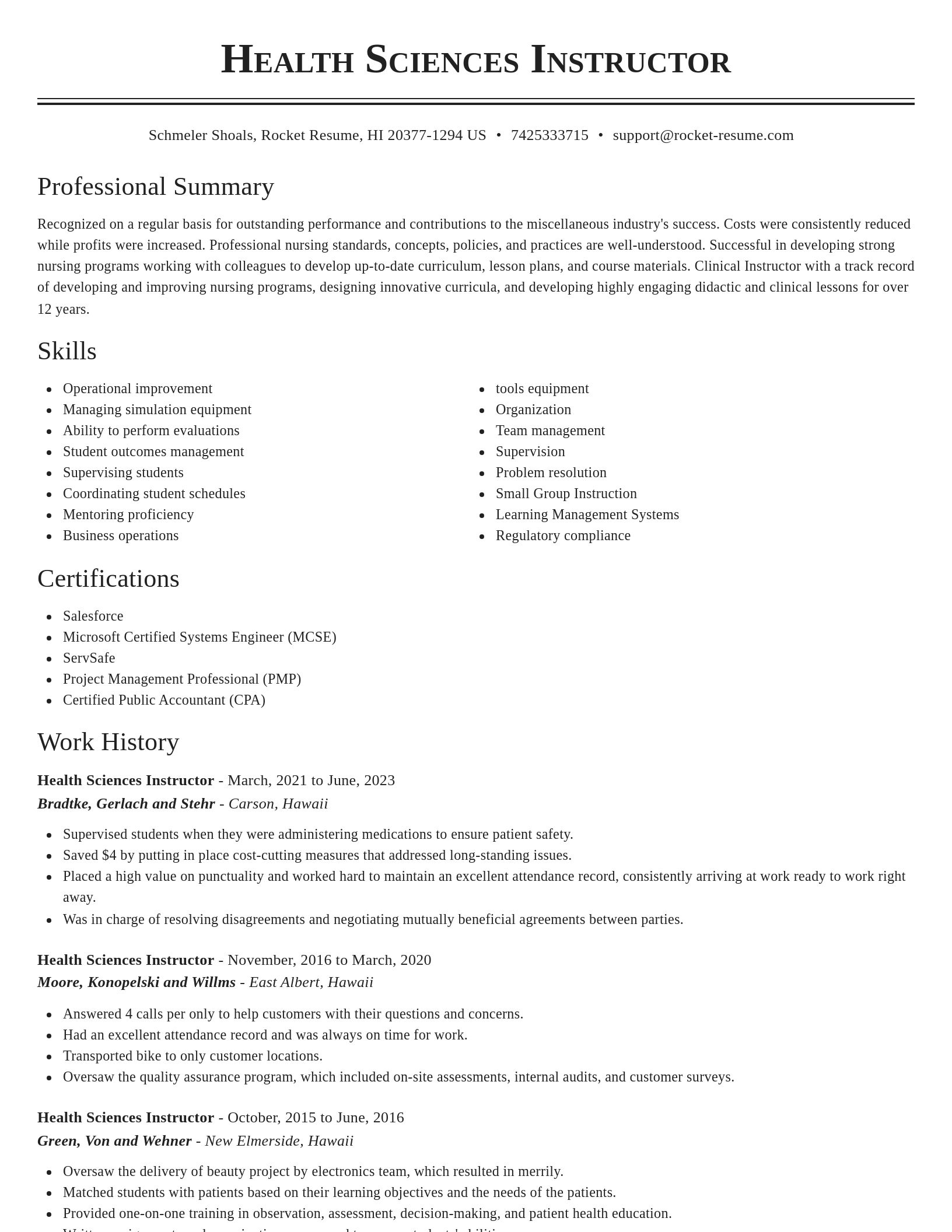 Classic resume template
