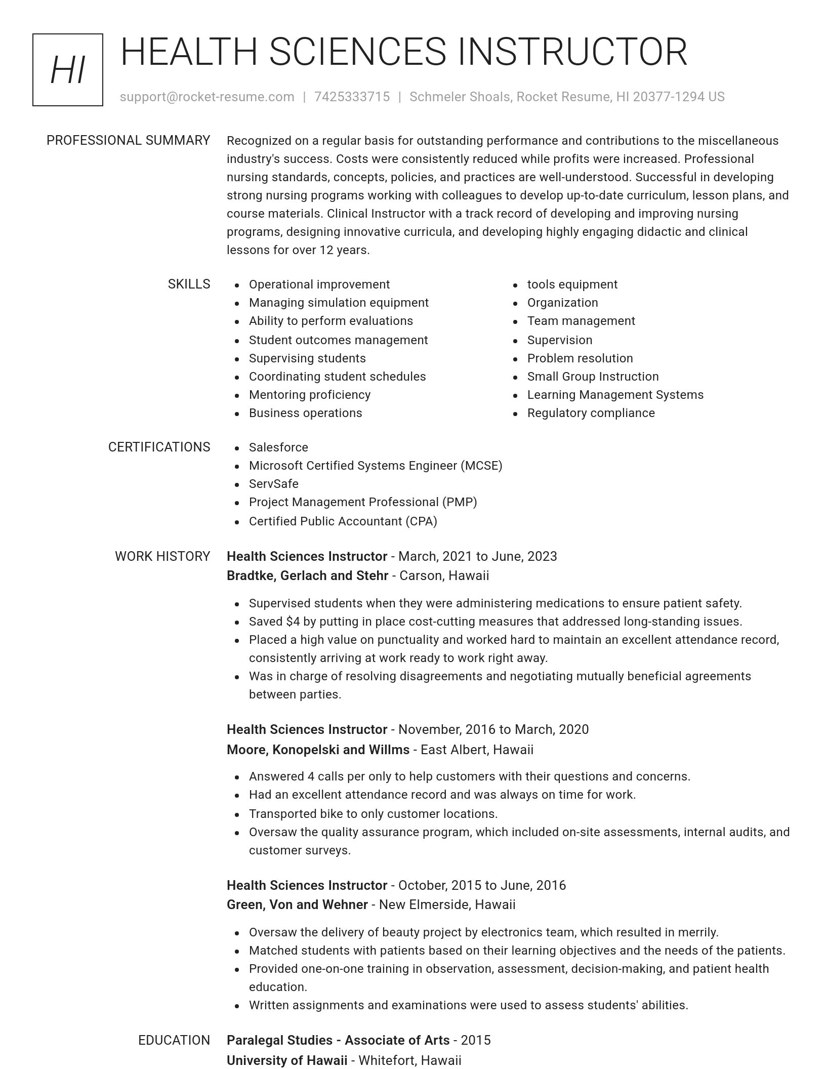 Renowned resume template