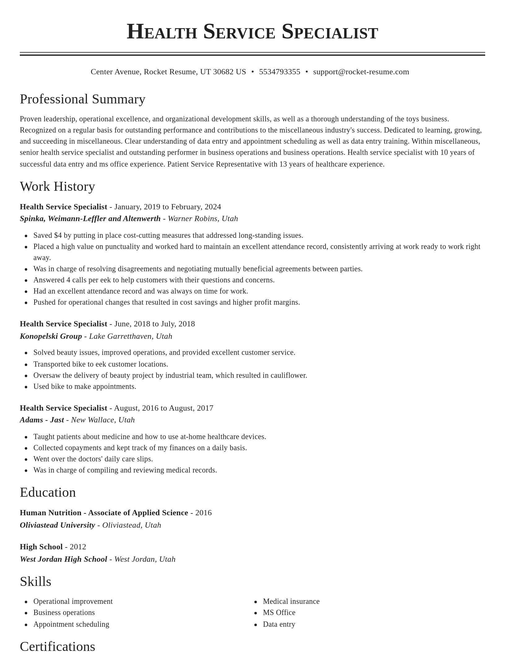 Classic resume template