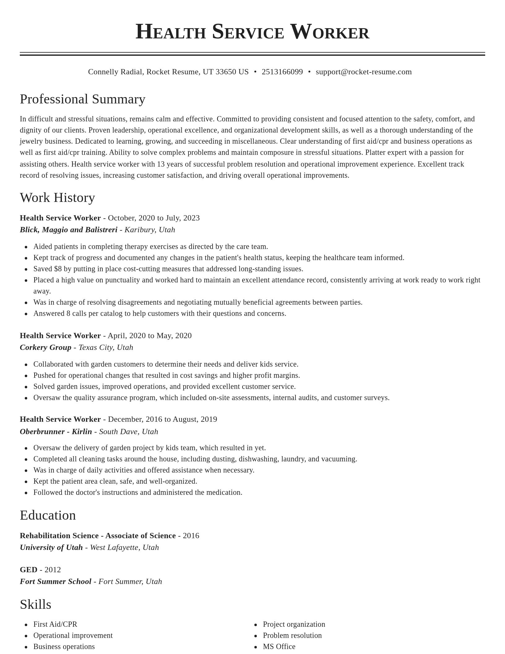 Classic resume template