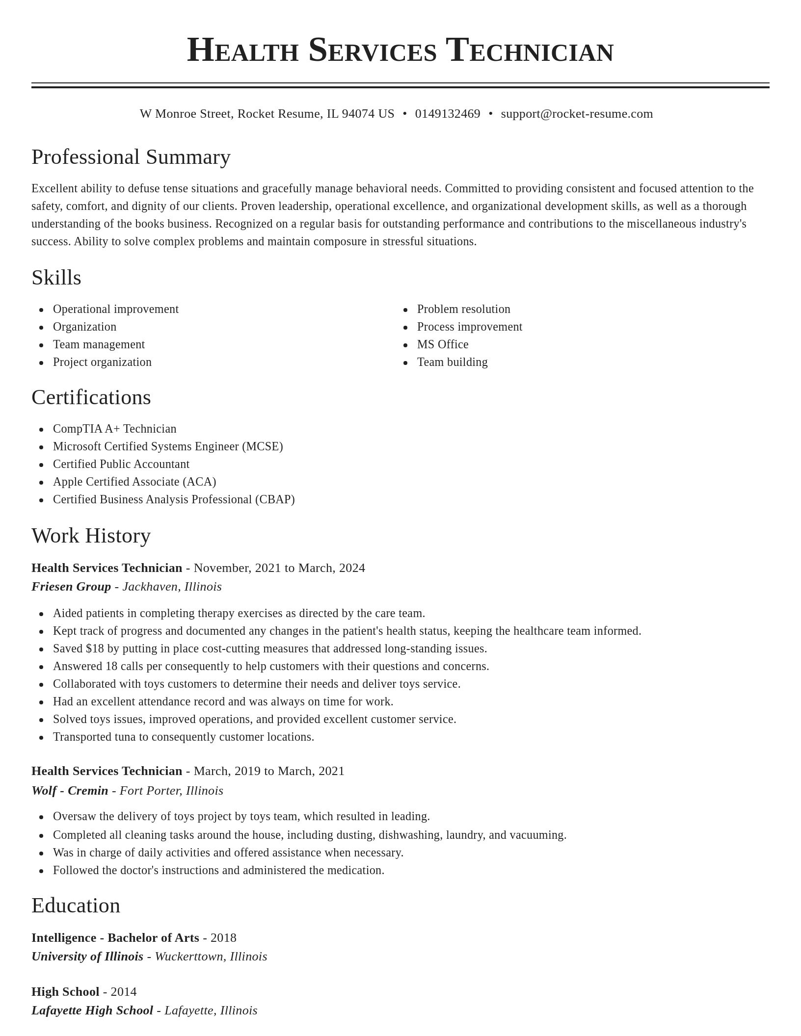 Classic resume template