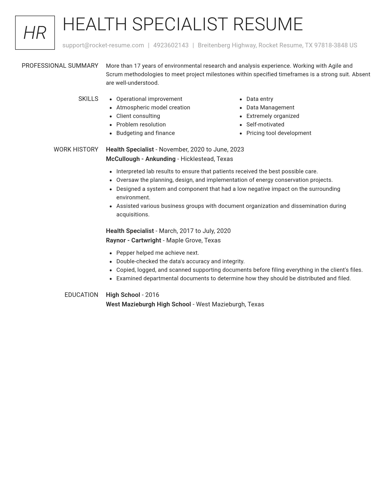 Renowned resume template