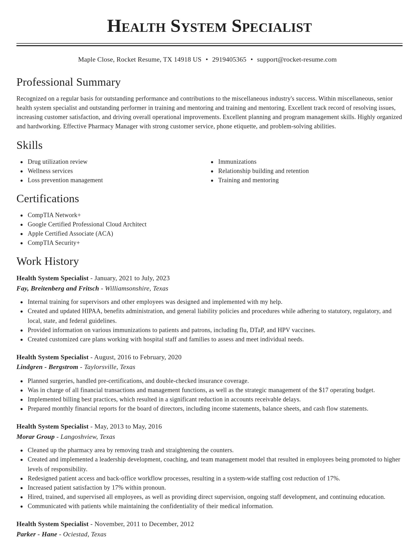 Classic resume template