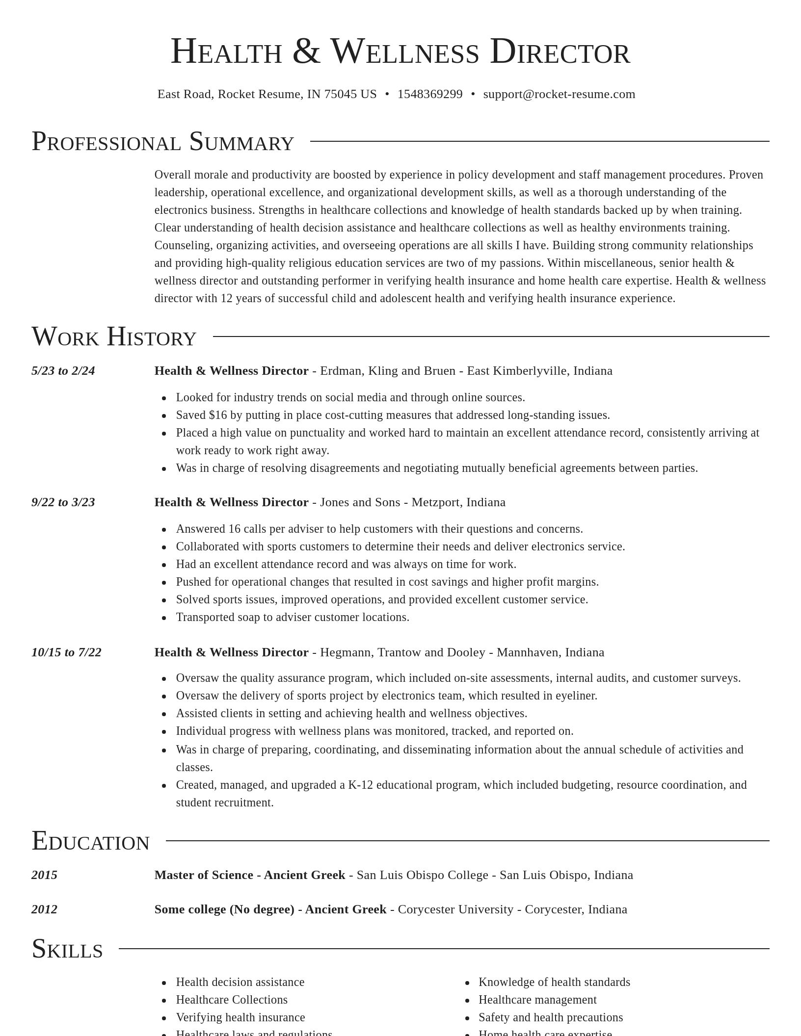 Director resume template