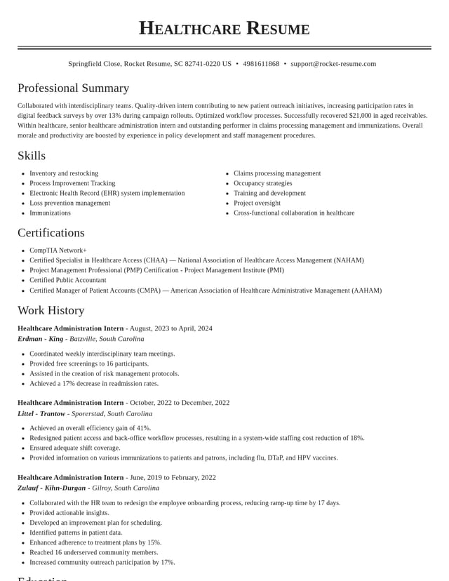 Classic resume template