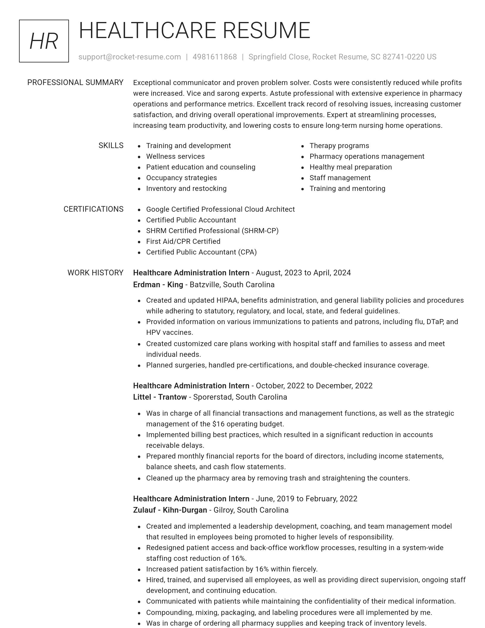 Renowned resume template