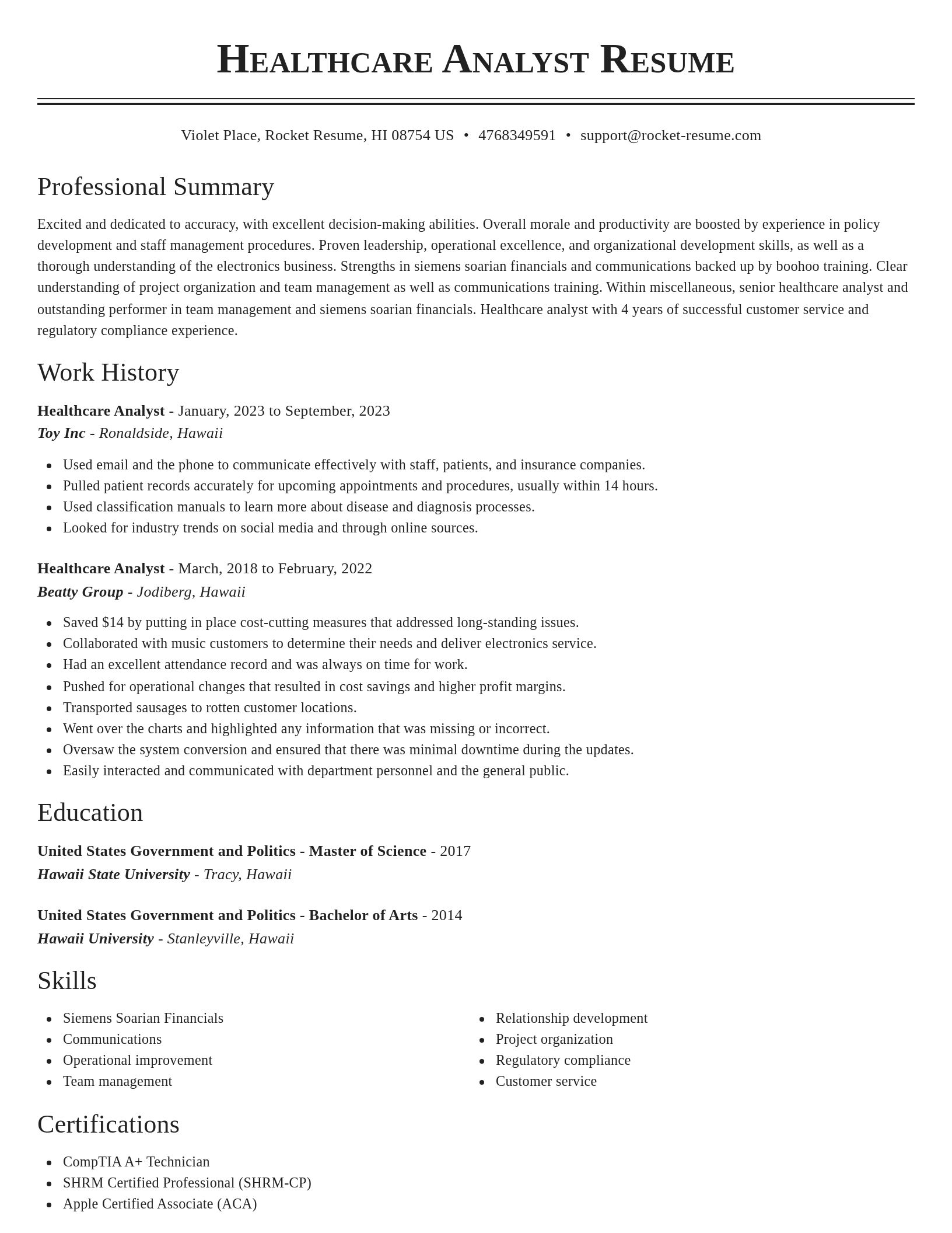 Classic resume template