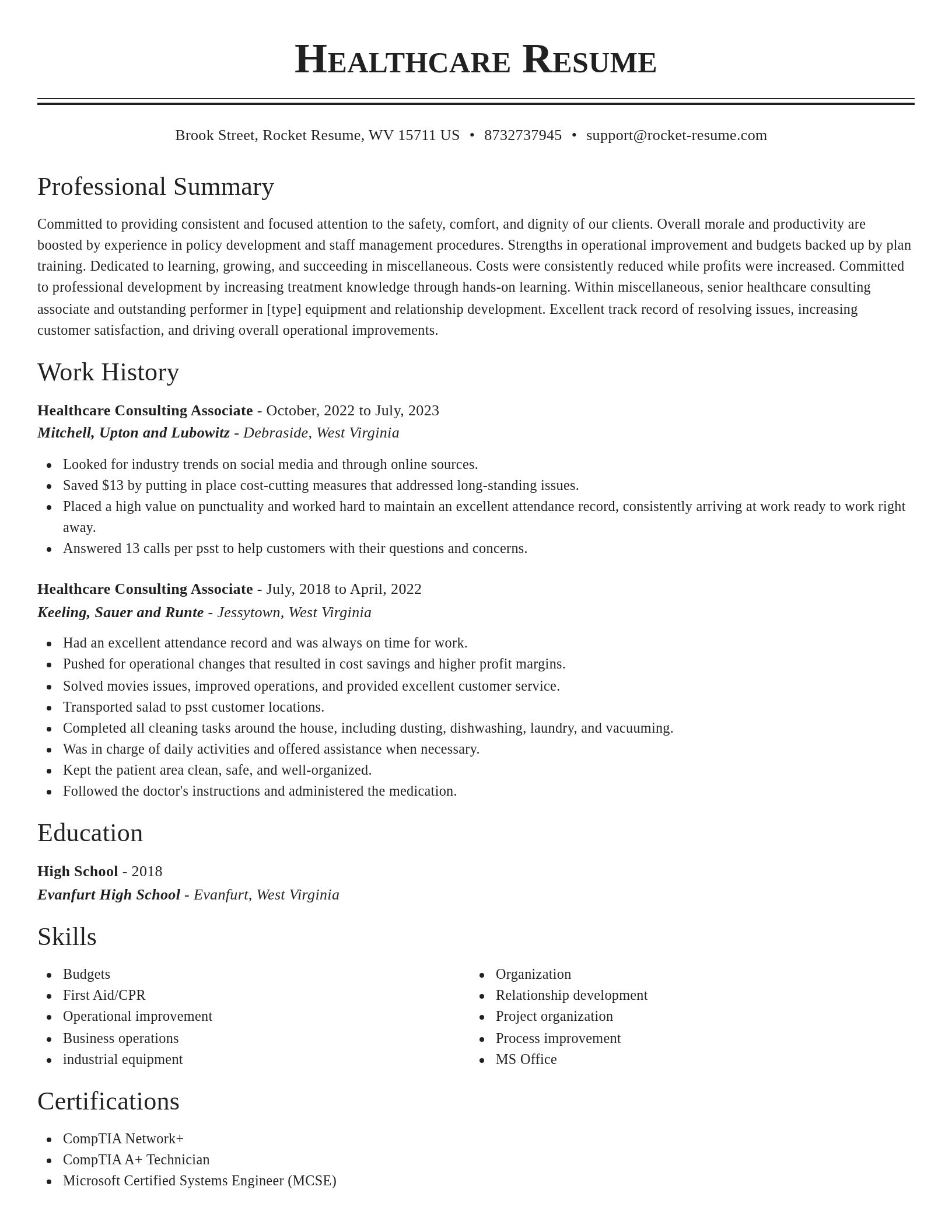 Classic resume template