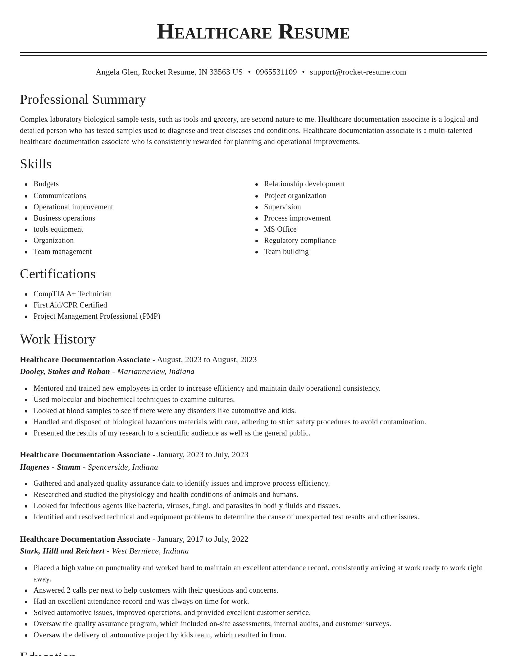 Classic resume template