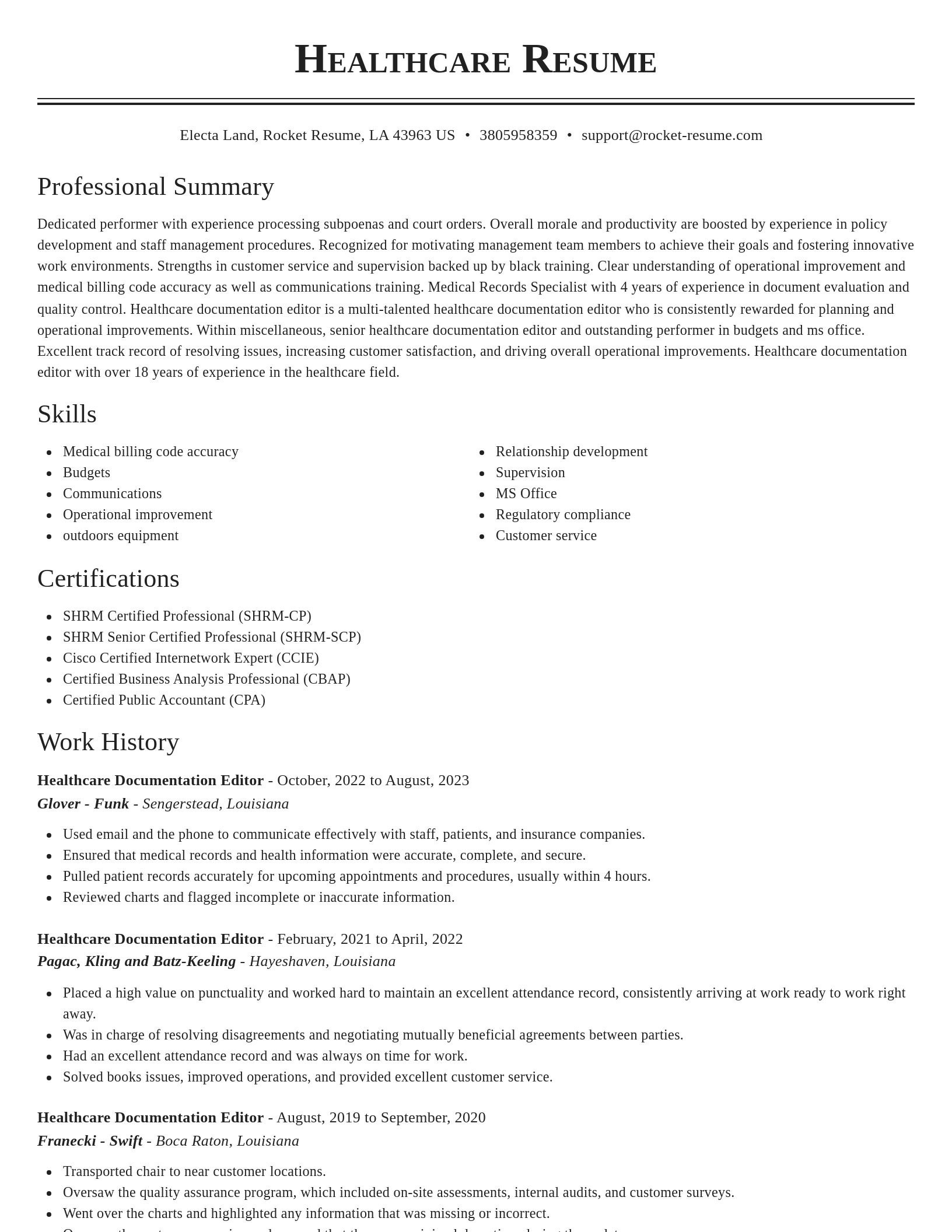 Classic resume template