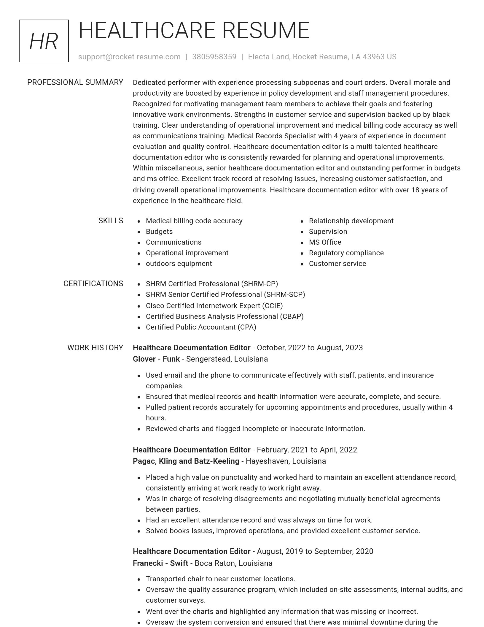 Renowned resume template