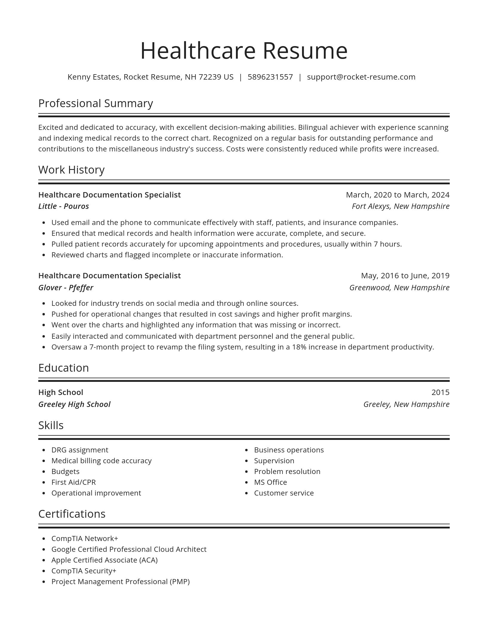 Spotlight resume template