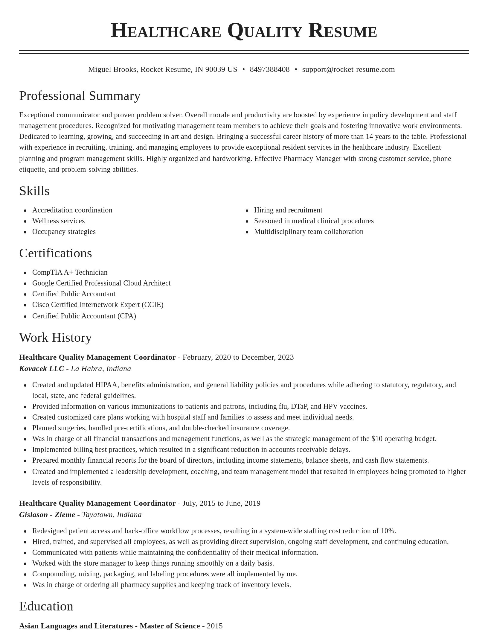 Classic resume template