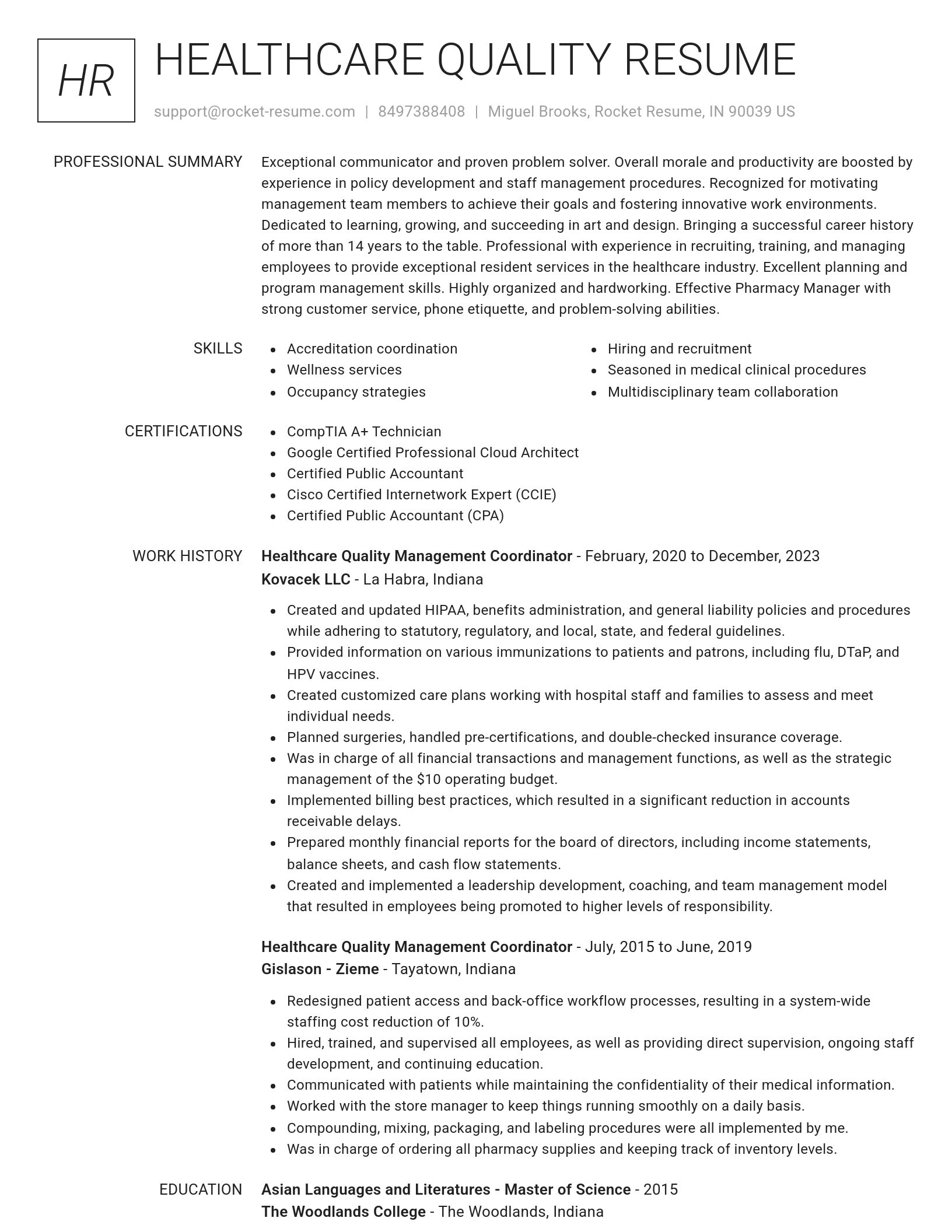 Renowned resume template