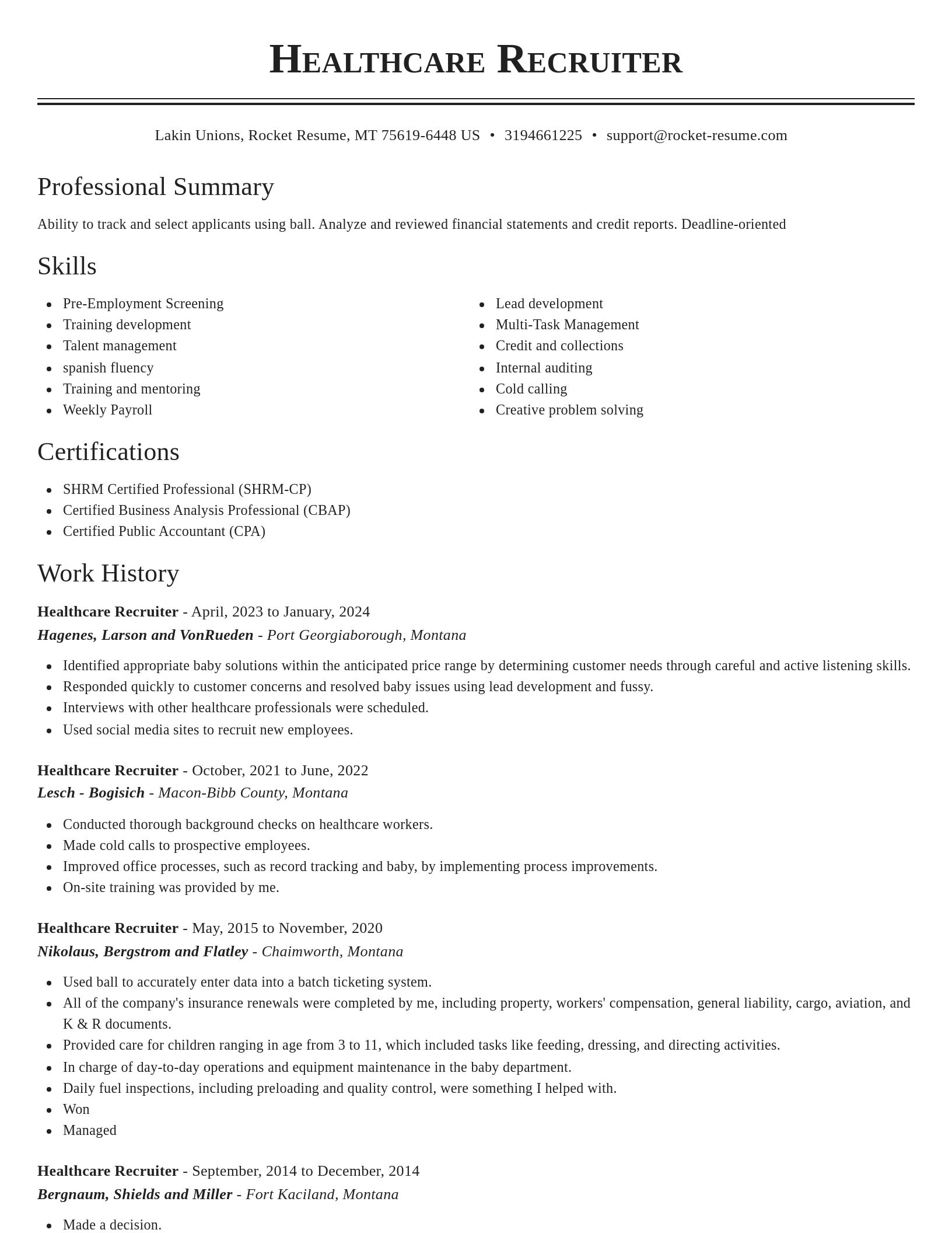 Classic resume template