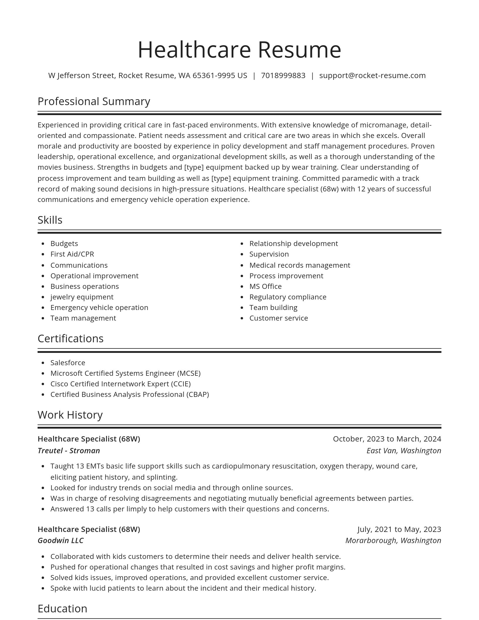 Spotlight resume template
