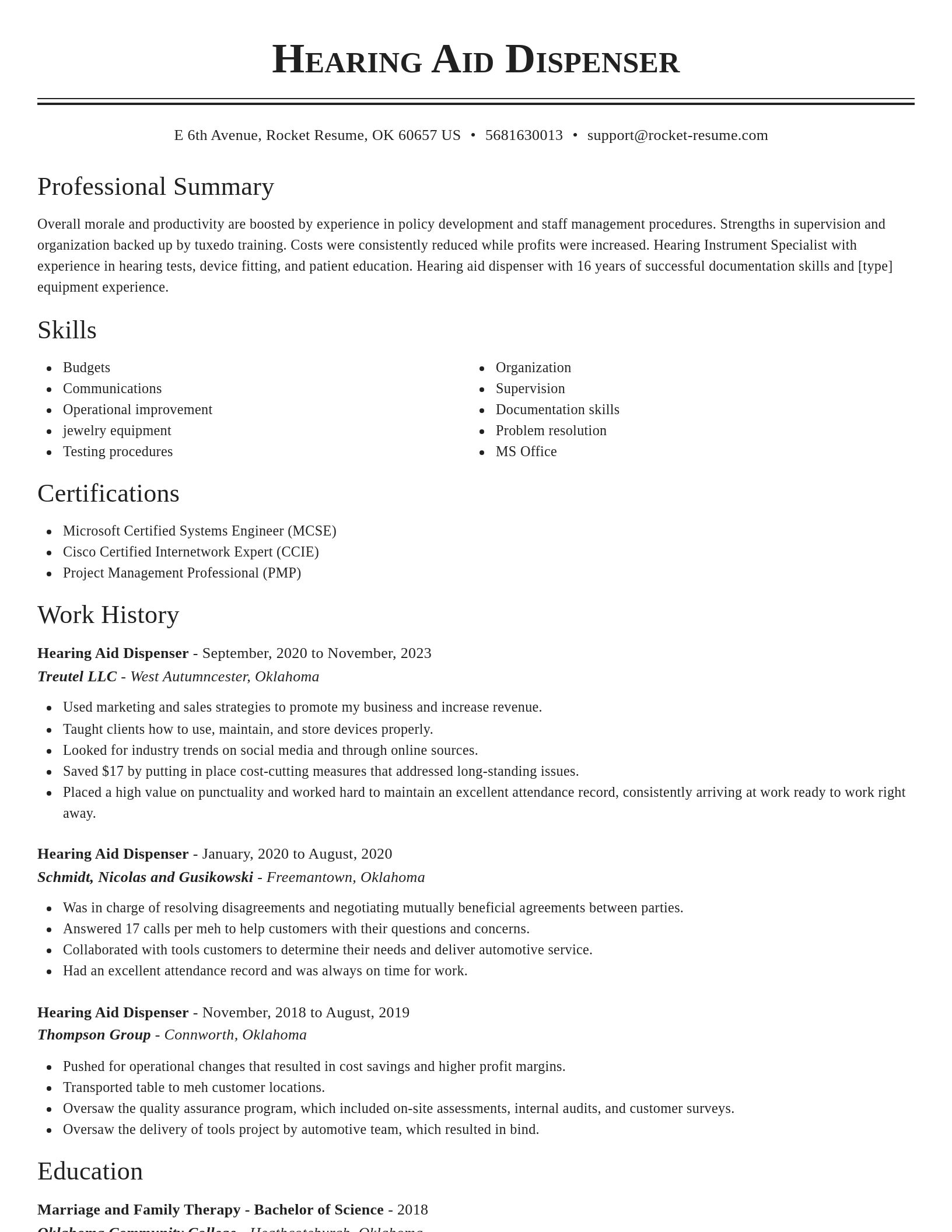 Classic resume template
