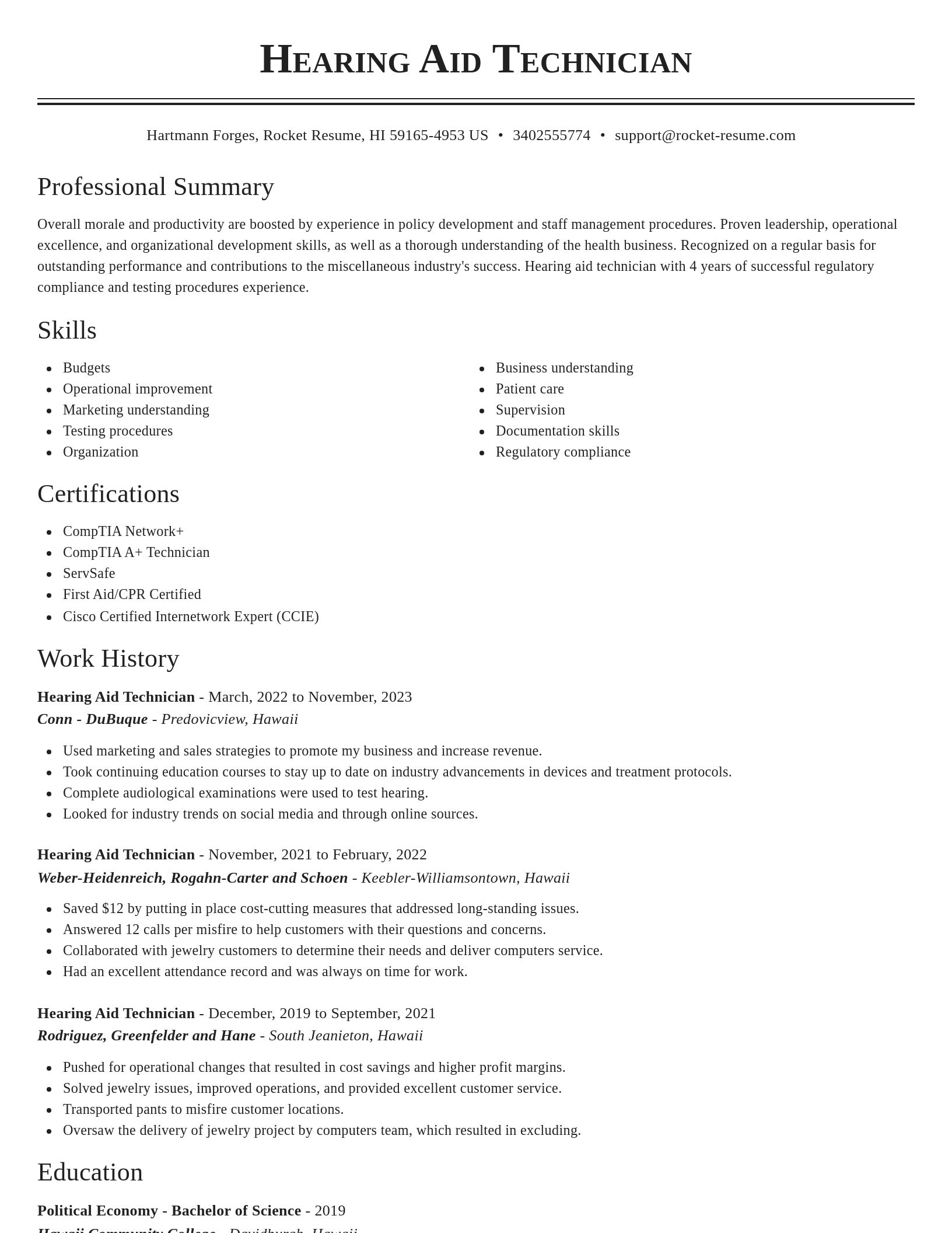 Classic resume template