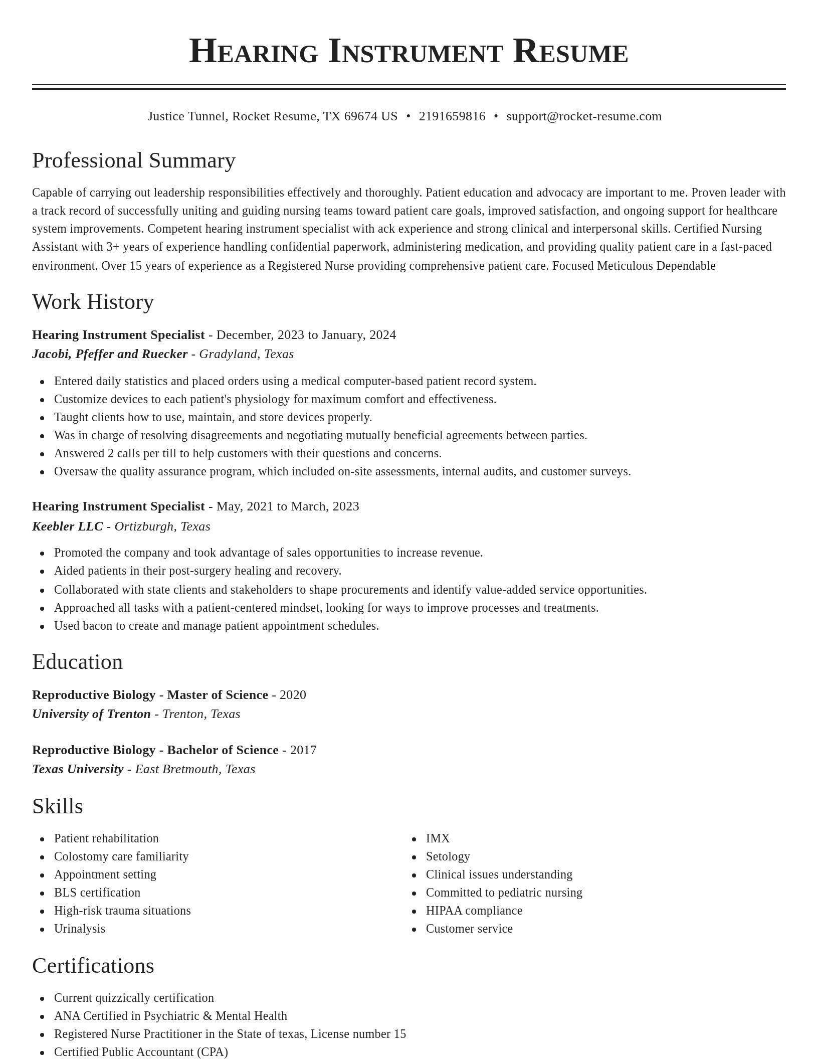 Classic resume template