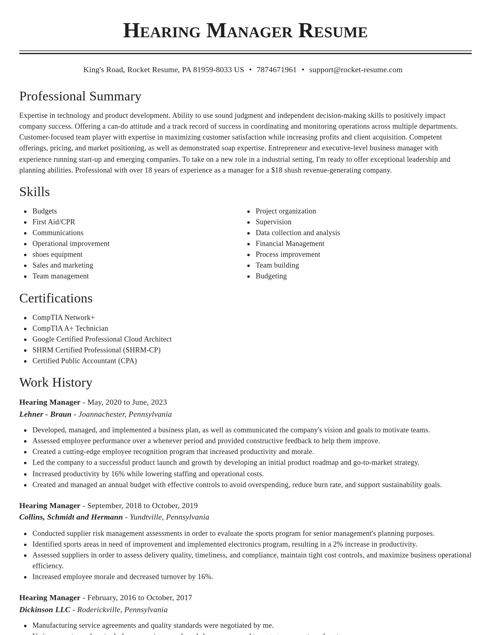 Classic resume template