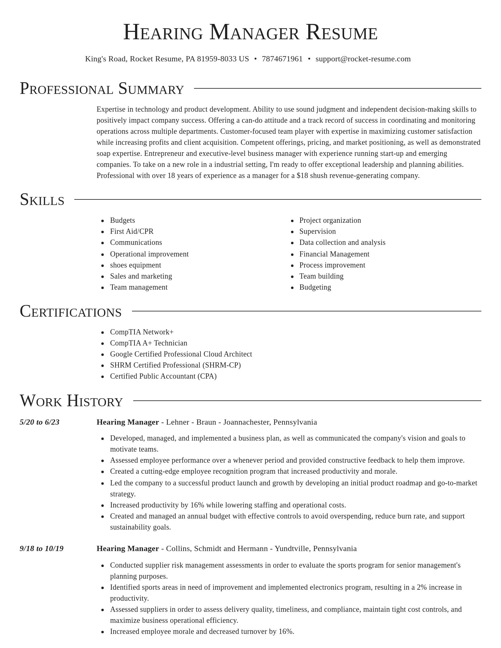 Director resume template