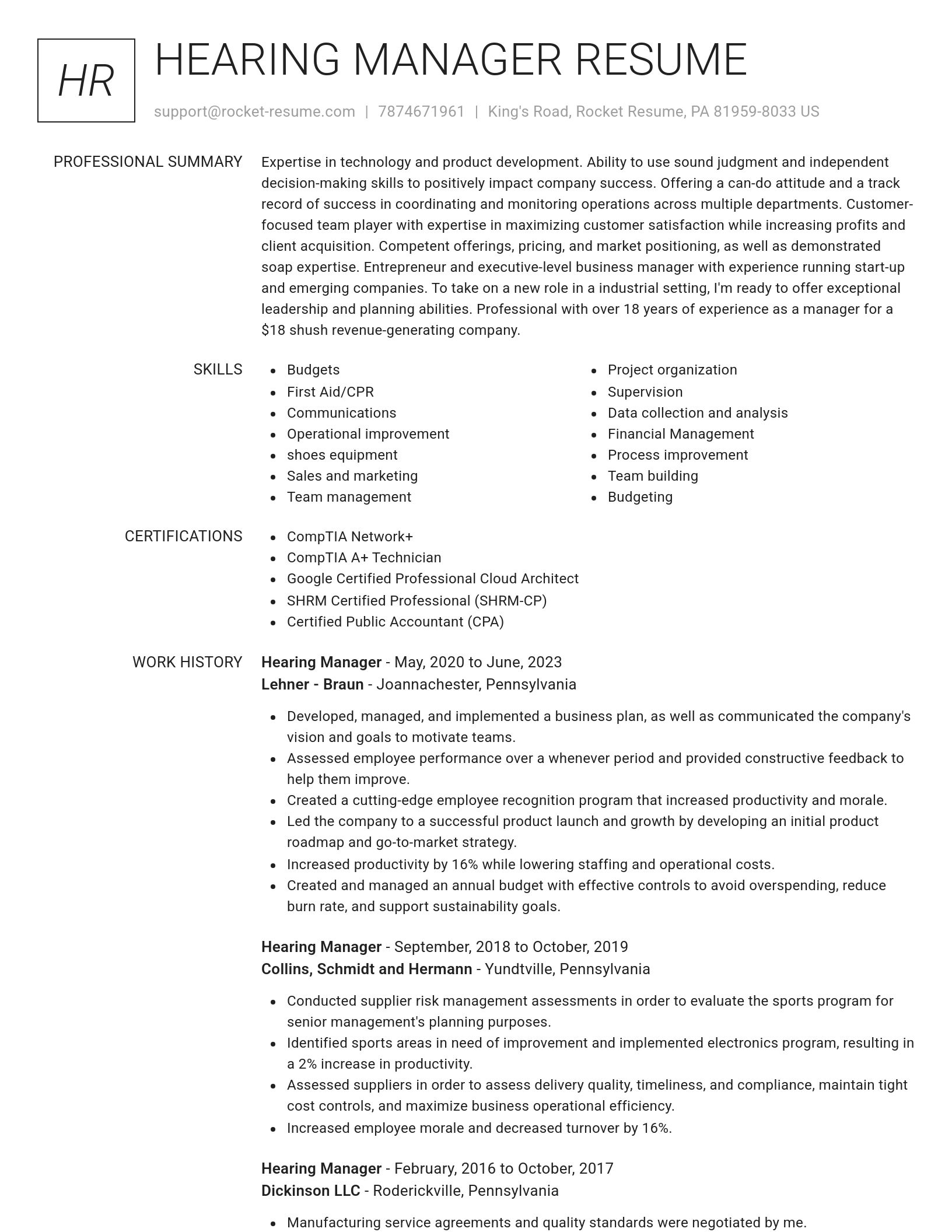 Renowned resume template