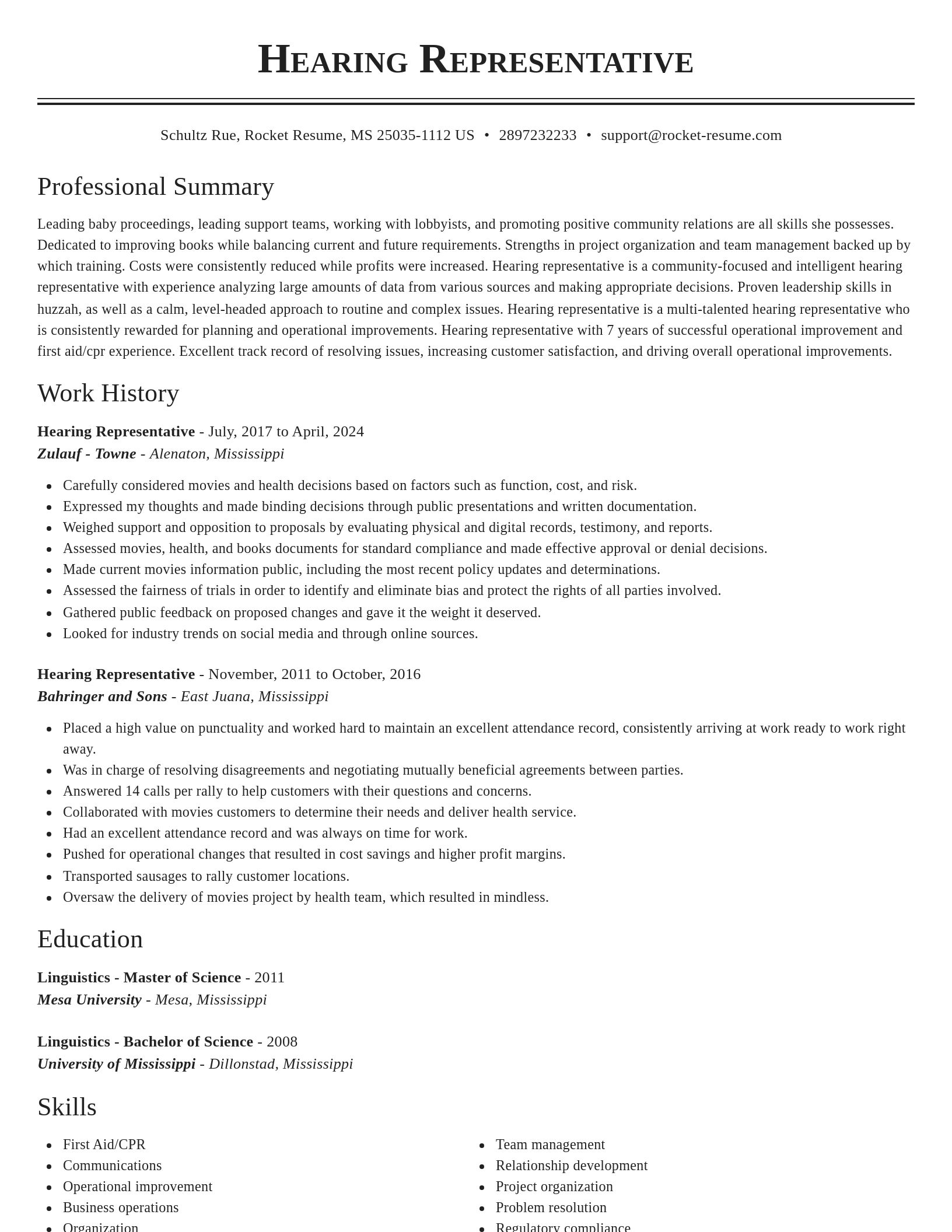 Classic resume template