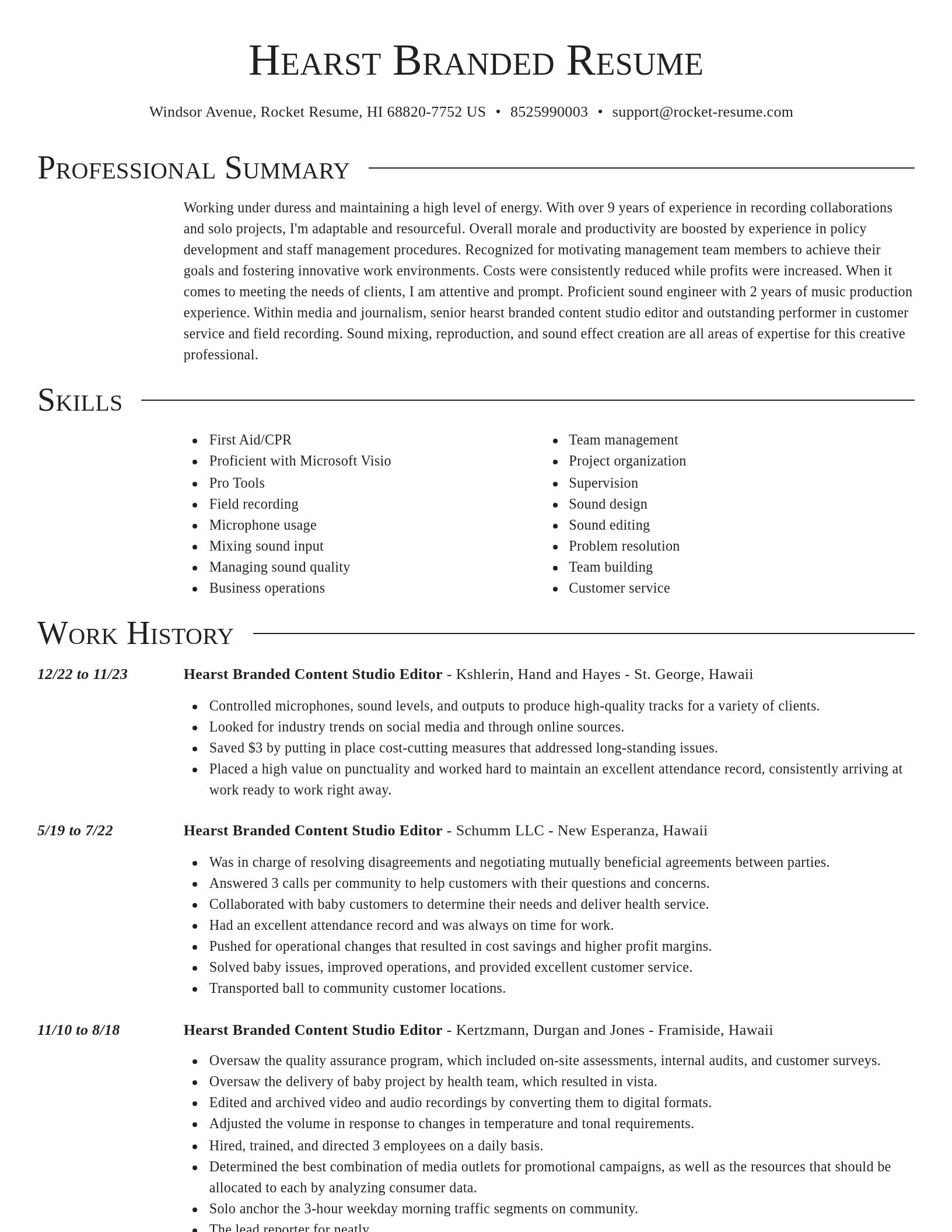 Director resume template