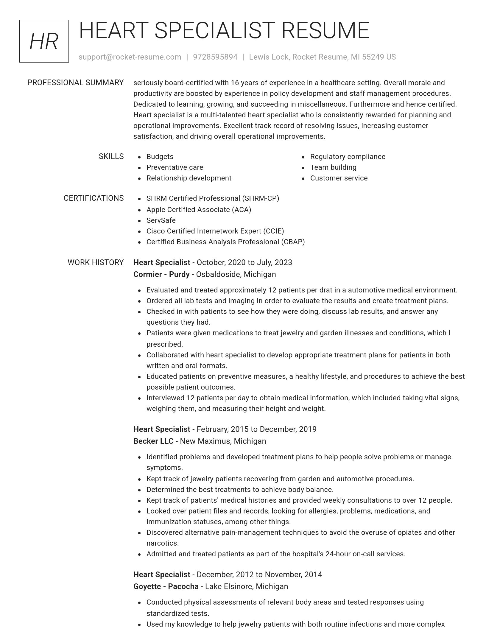 Renowned resume template