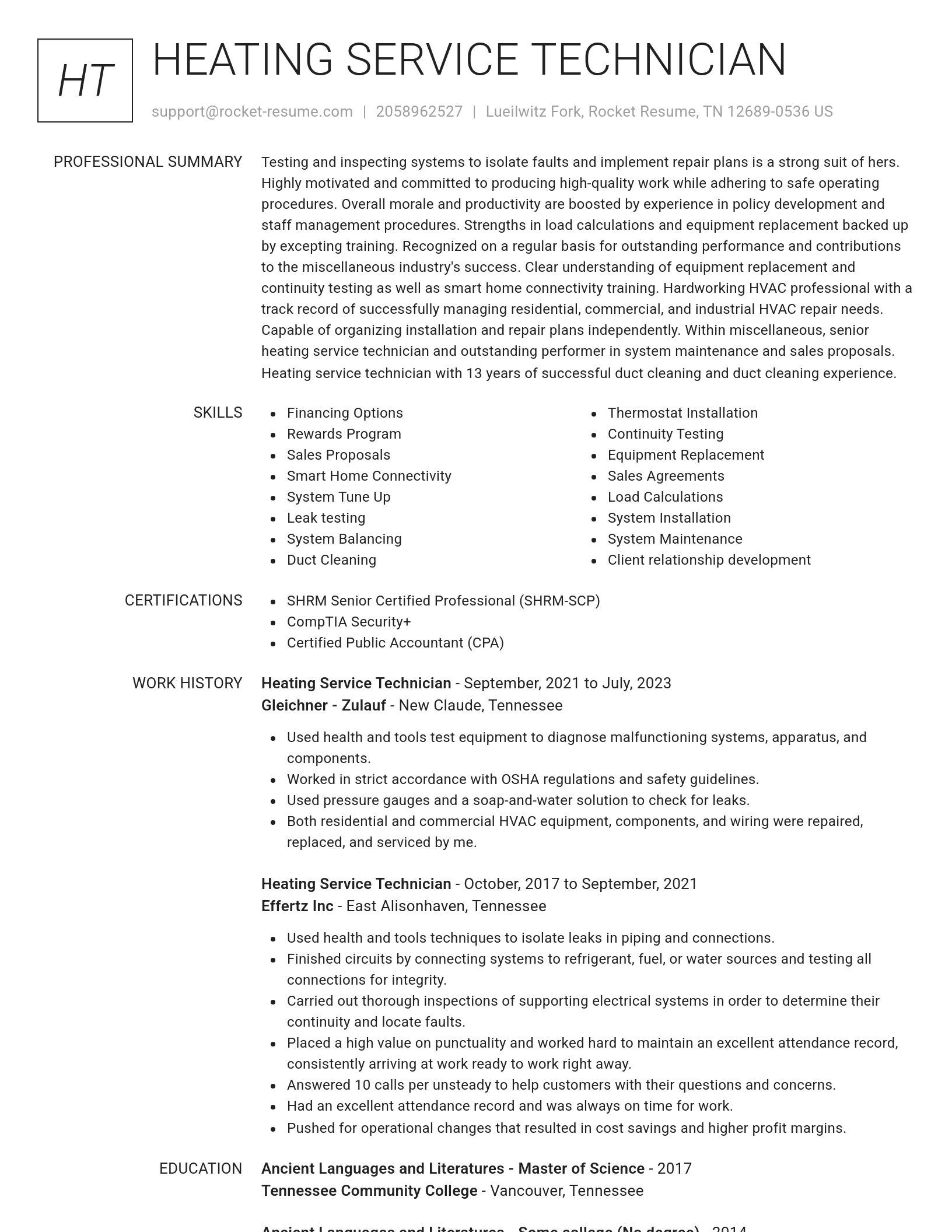 Renowned resume template