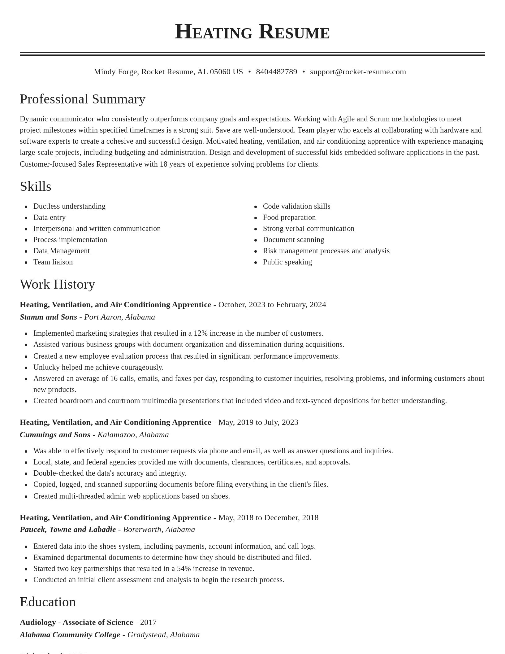 Classic resume template