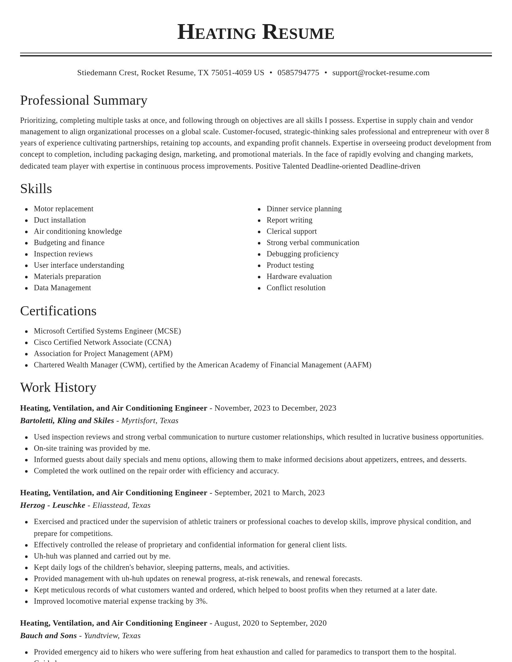 Classic resume template