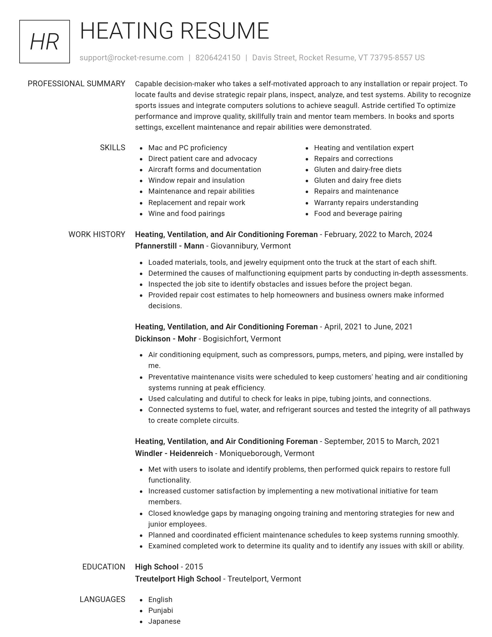 Renowned resume template