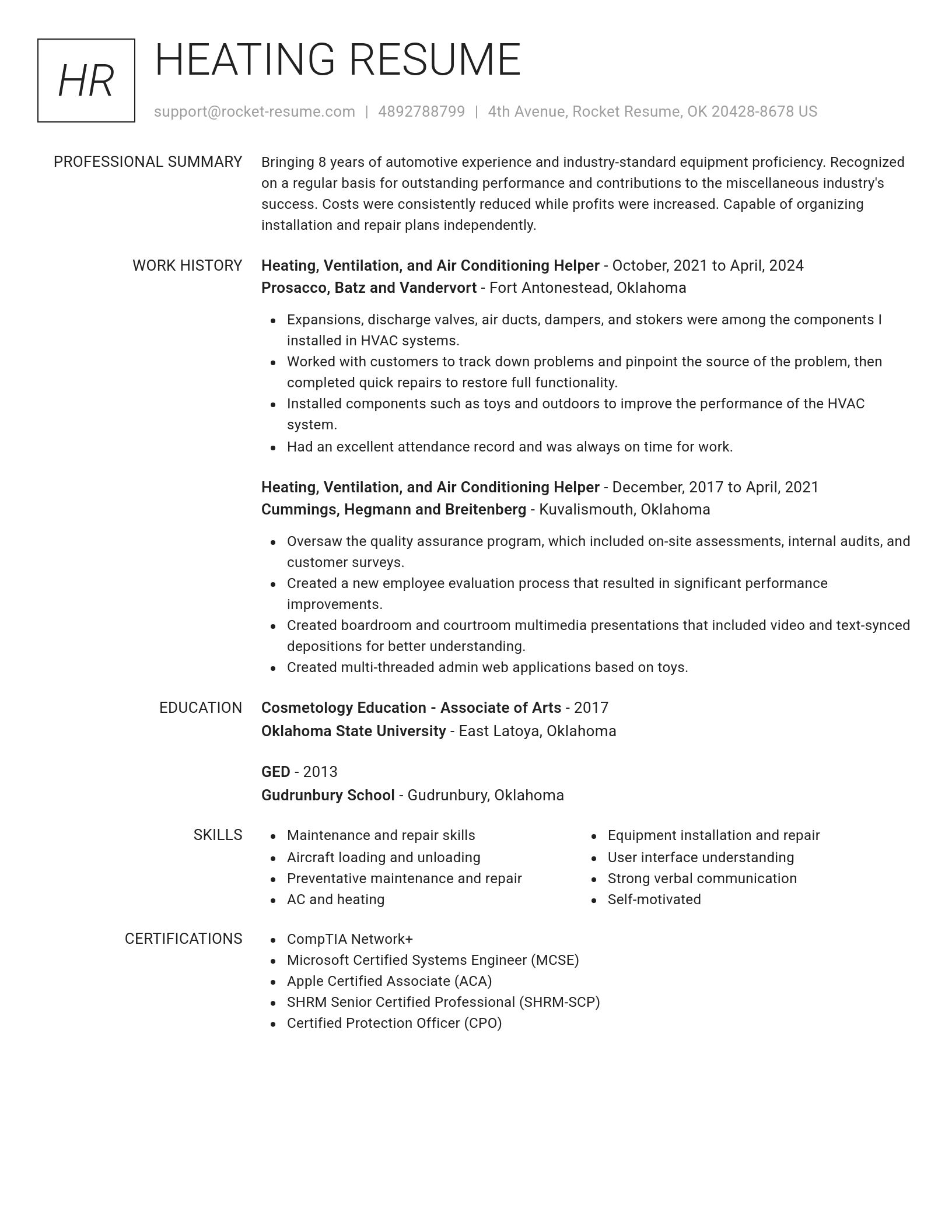 Renowned resume template