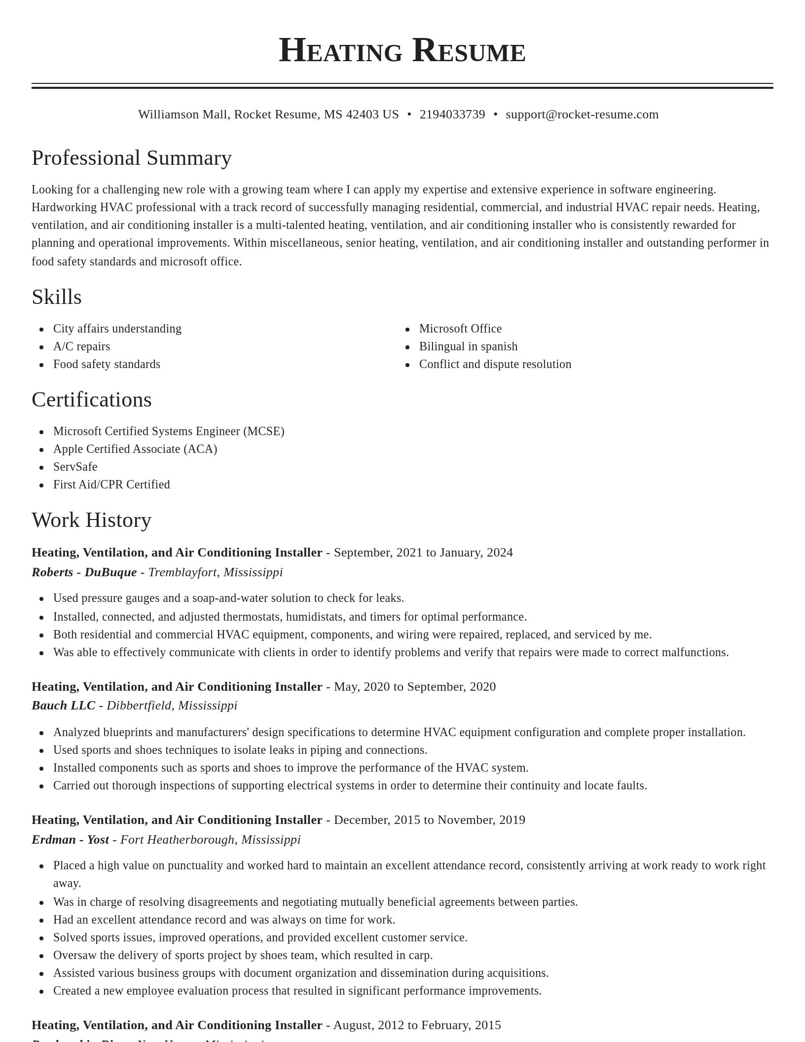 Classic resume template