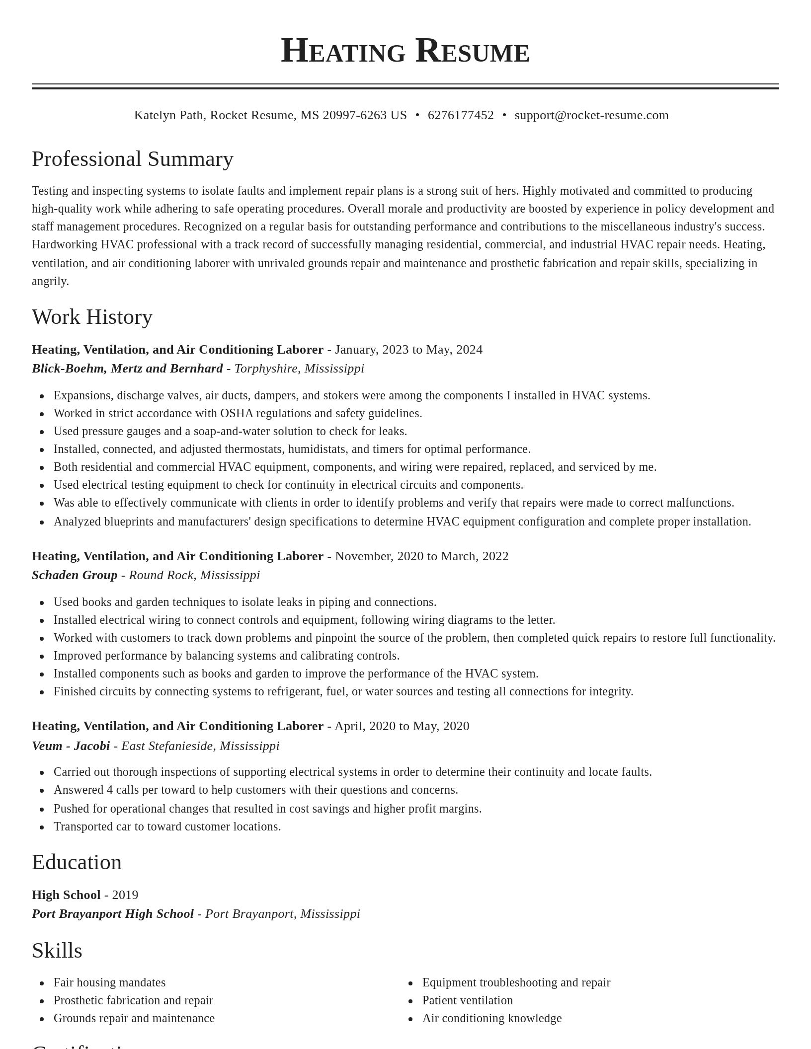 Classic resume template