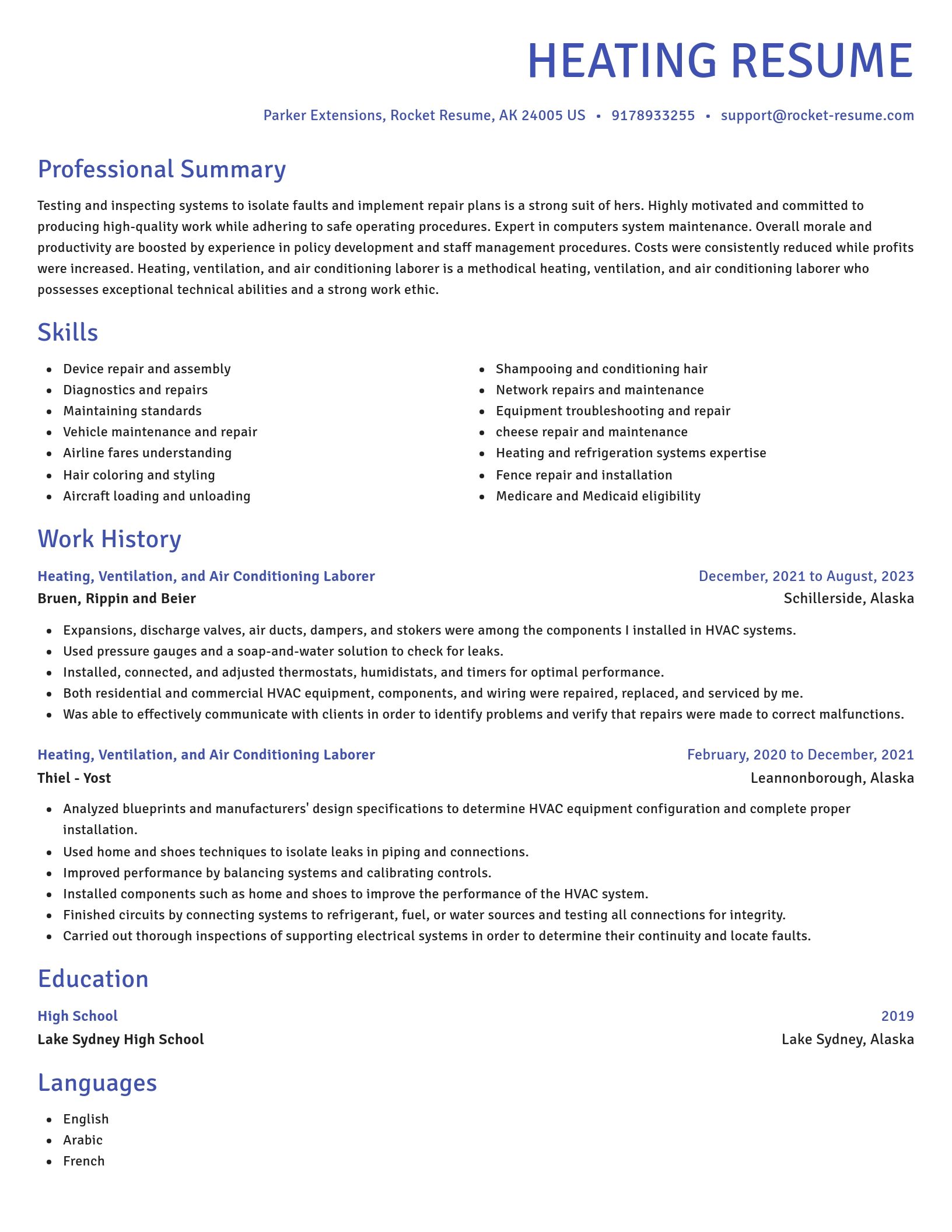 Novel resume template